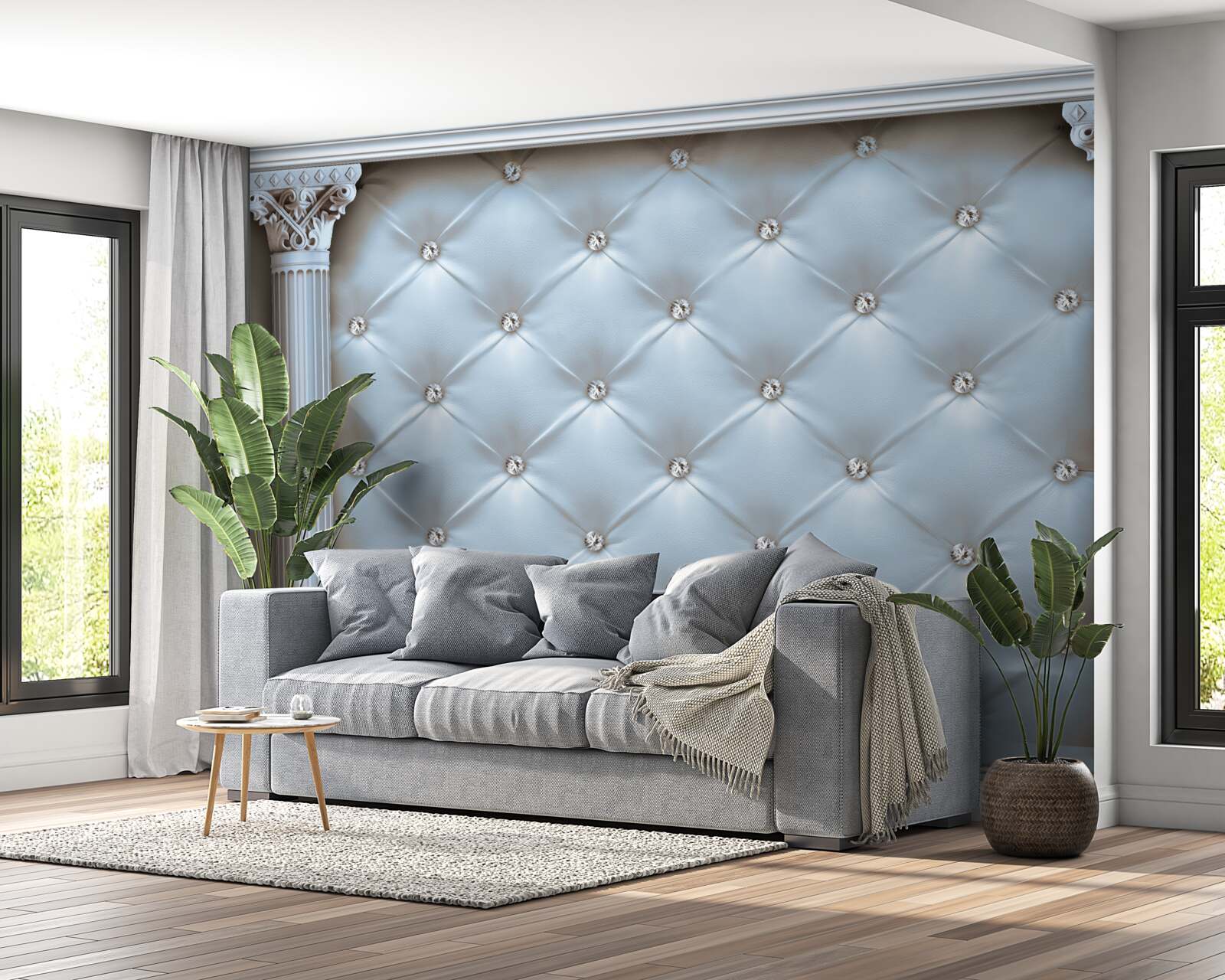 Fototapeta Oblúk je zdobený modrou poťahovou látkou