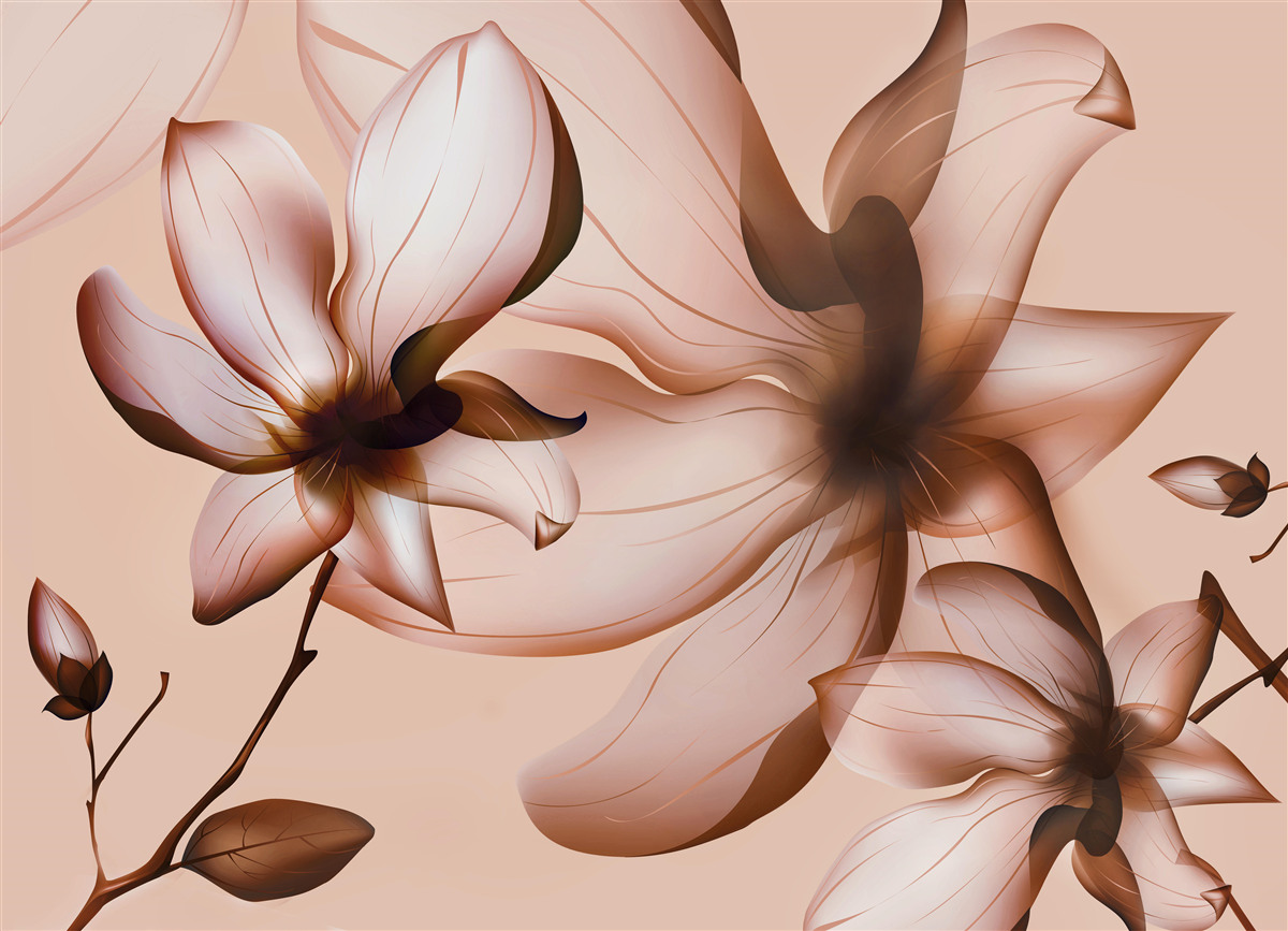 Fototapeta ružové pozadie s magnóliami