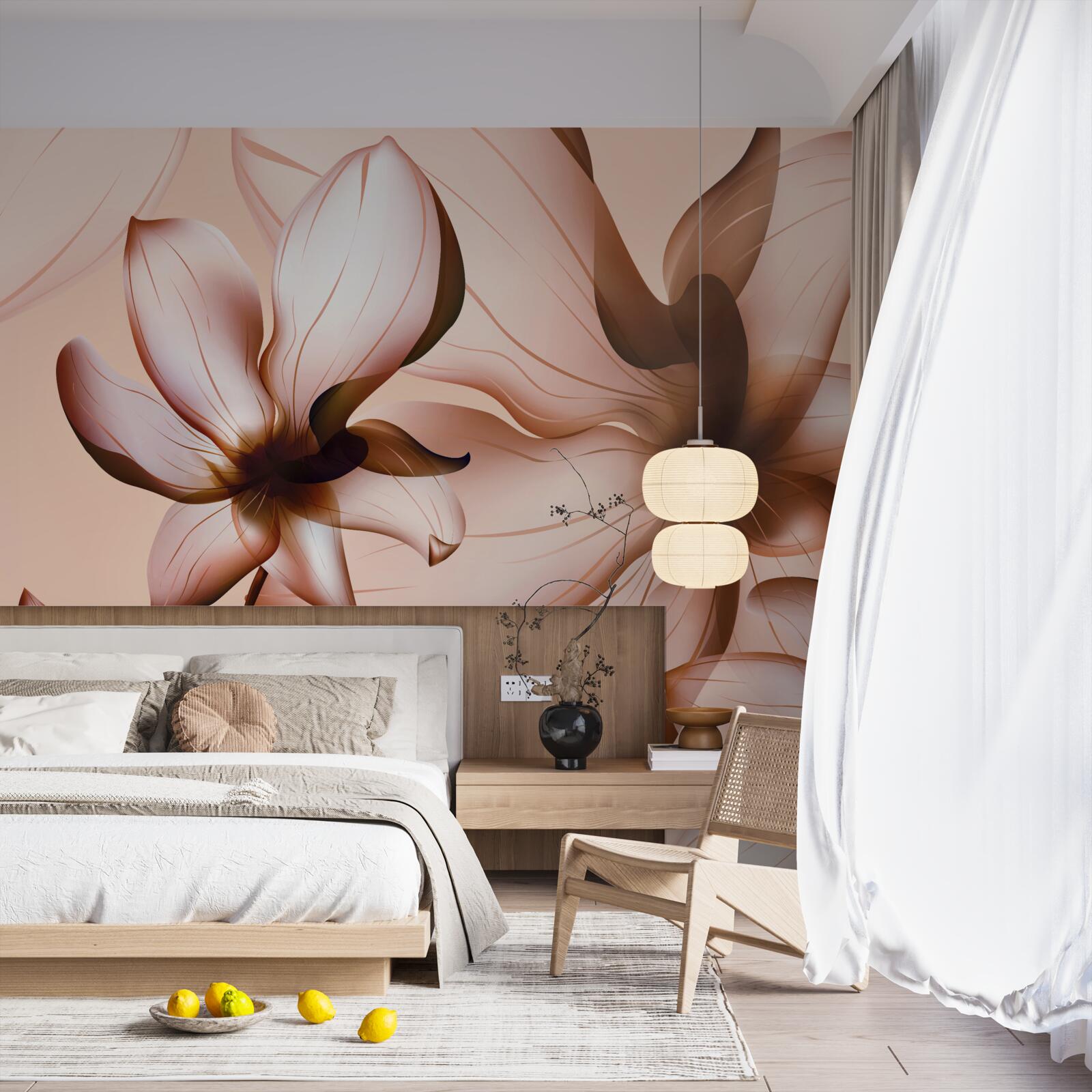 Fototapeta ružové pozadie s magnóliami