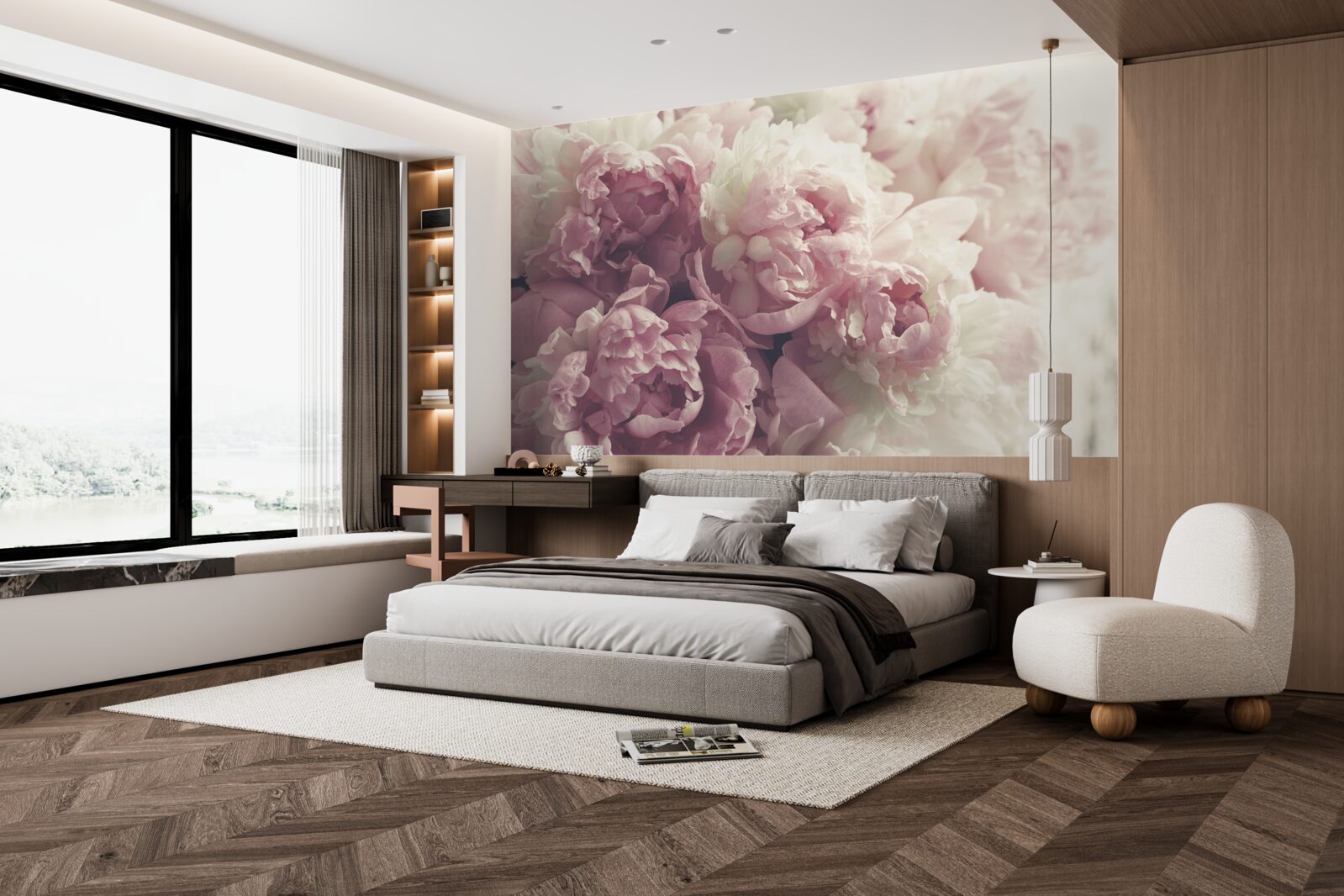 Fototapeta Oblúk ružových pivoniek