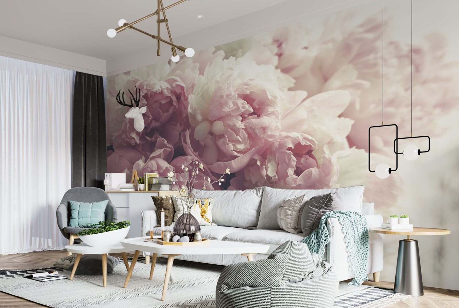 Fototapeta Oblúk ružových pivoniek