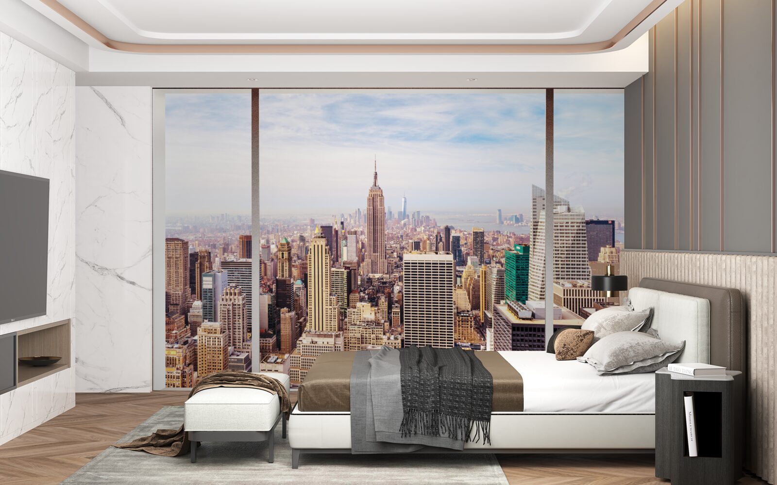 Fototapeta panoramatický výhľad na mesto z okna