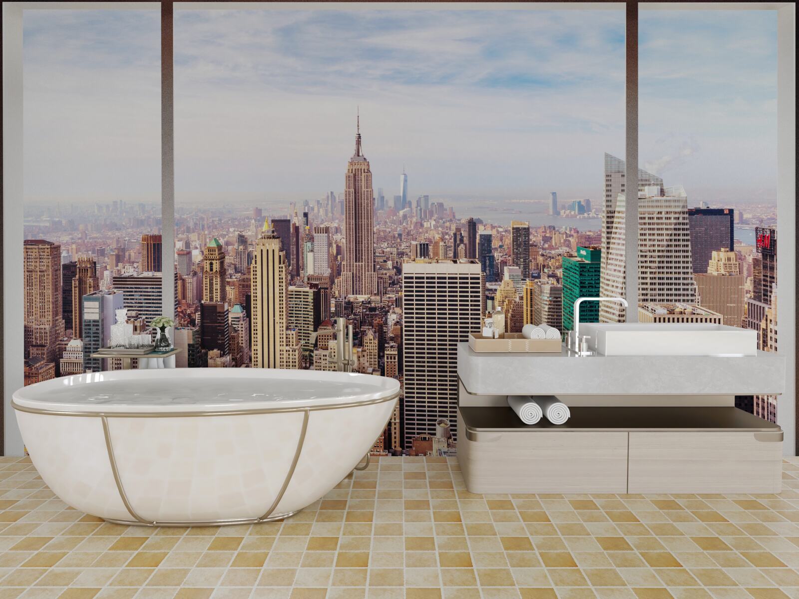 Fototapeta panoramatický výhľad na mesto z okna