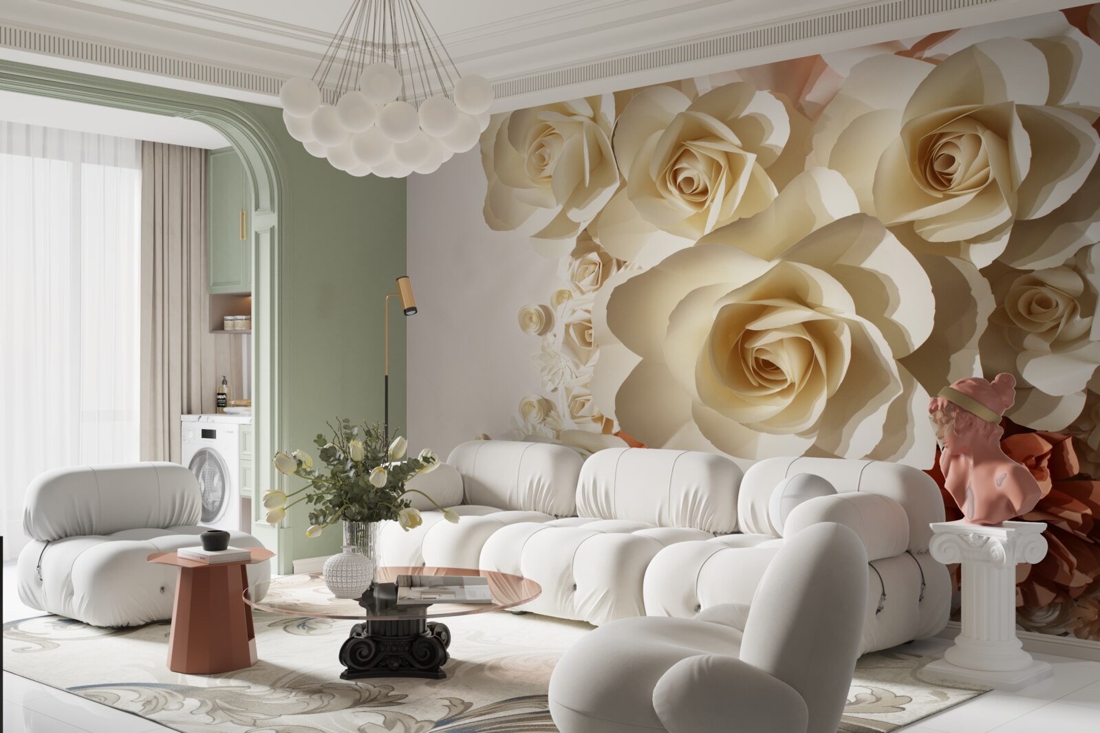 Fototapeta obrovské biele ruže