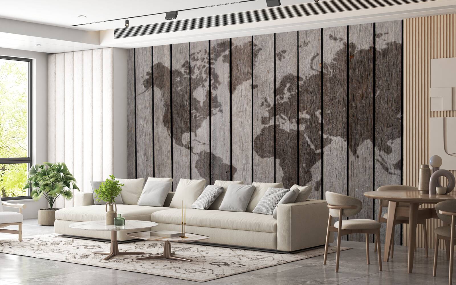 Fototapeta mapa sveta na drevených doskách