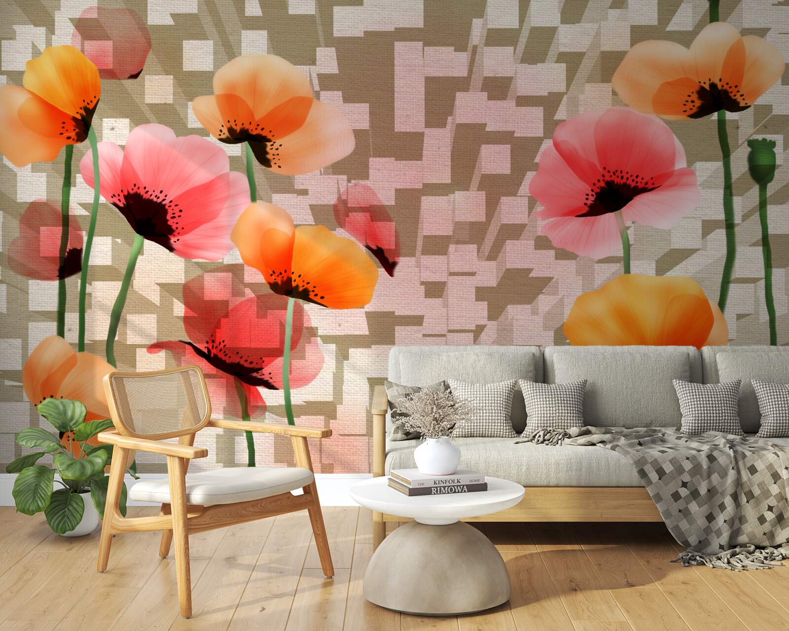 Fototapeta sada ružových a broskyňových makov