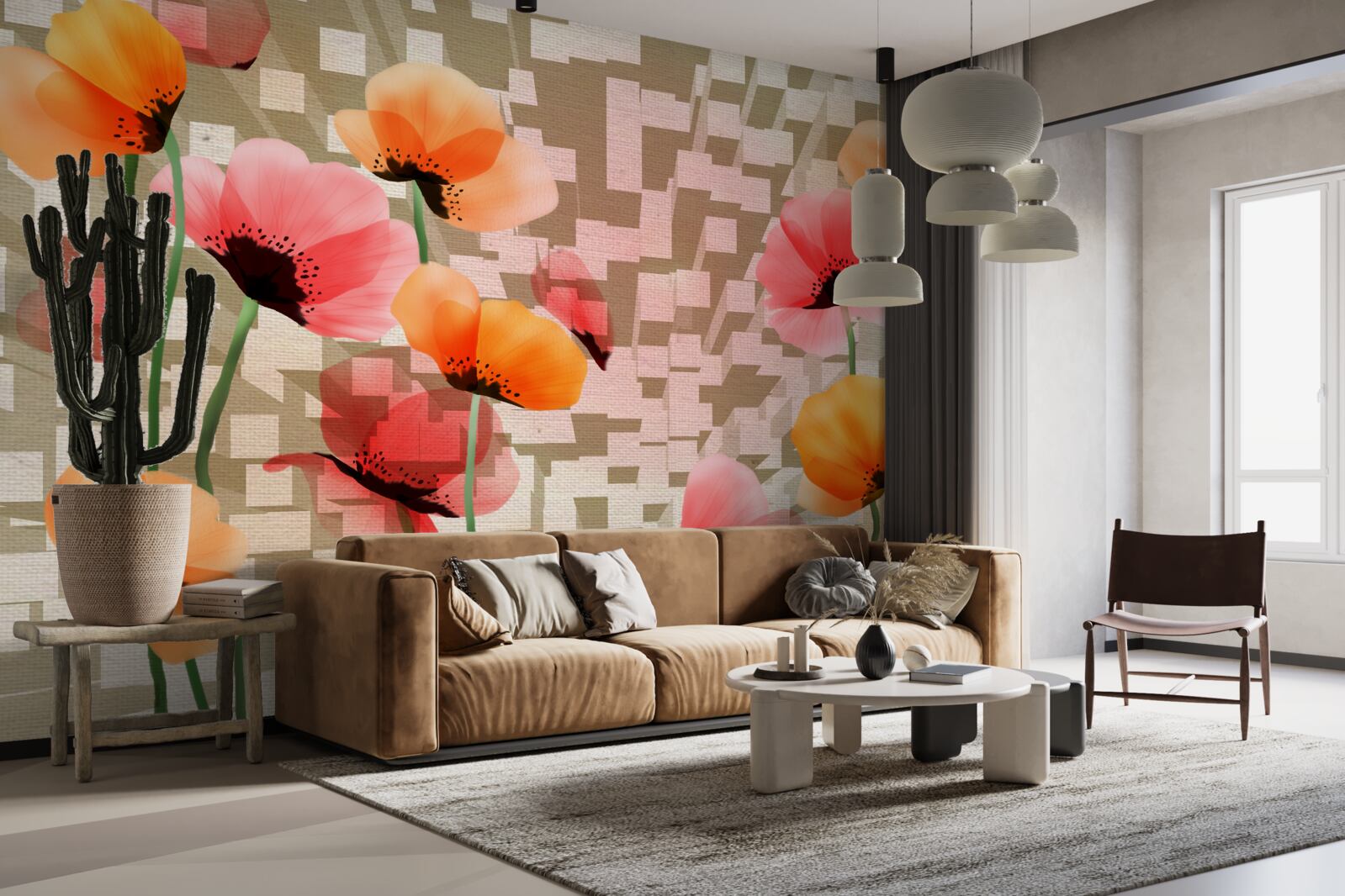 Fototapeta sada ružových a broskyňových makov