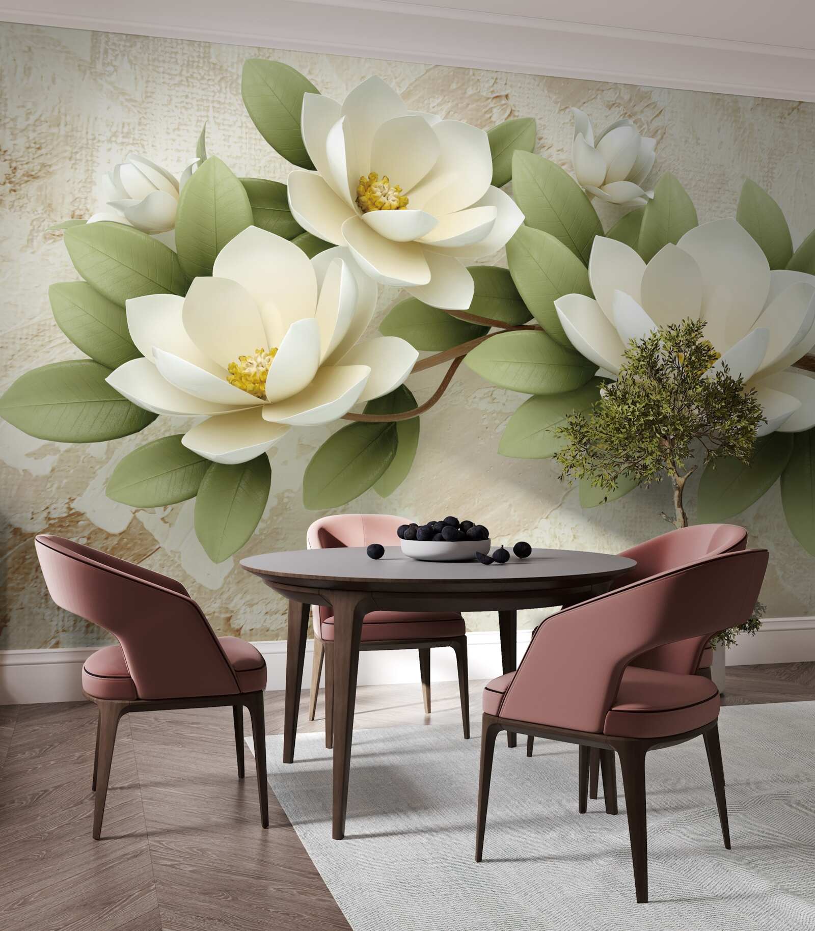 Fototapeta tri veľké snehobiele lotosy