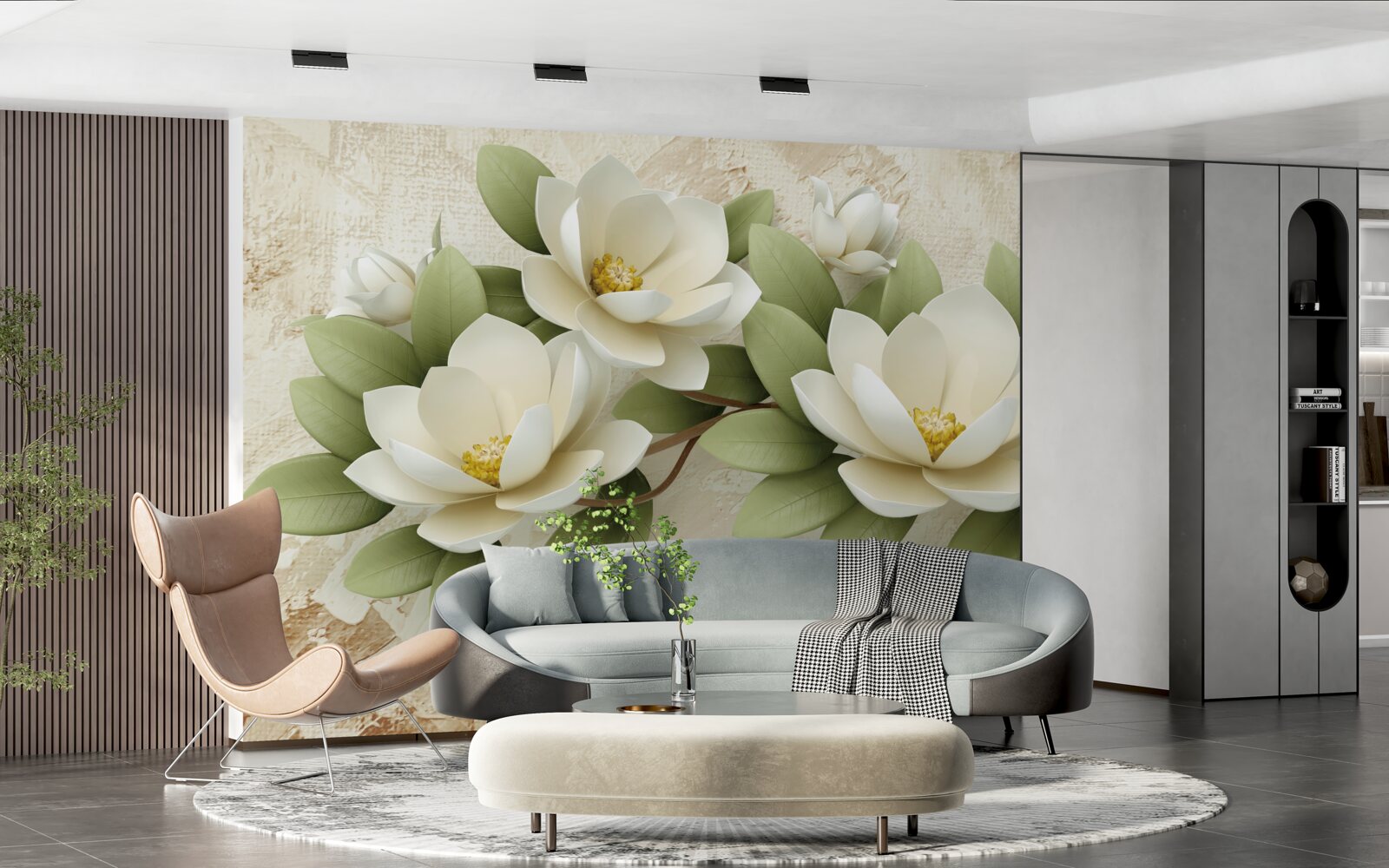 Fototapeta tri veľké snehobiele lotosy