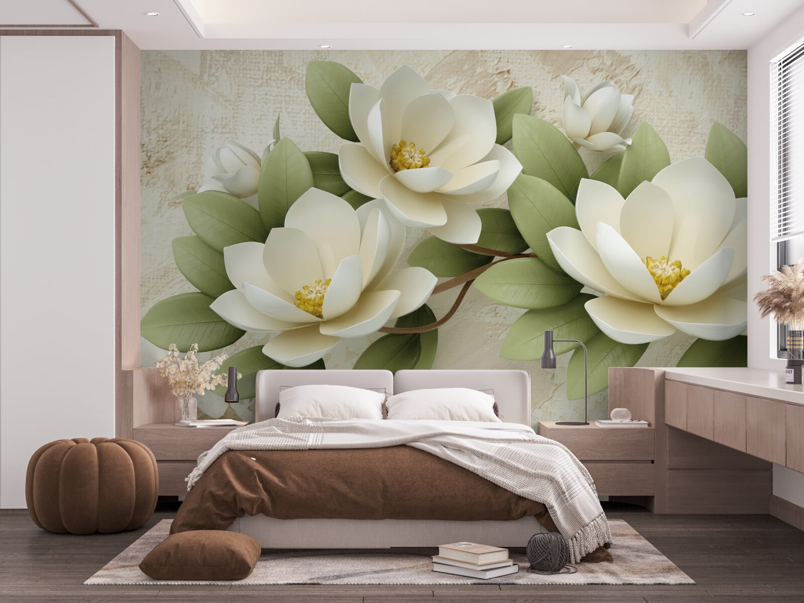 Fototapeta tri veľké snehobiele lotosy