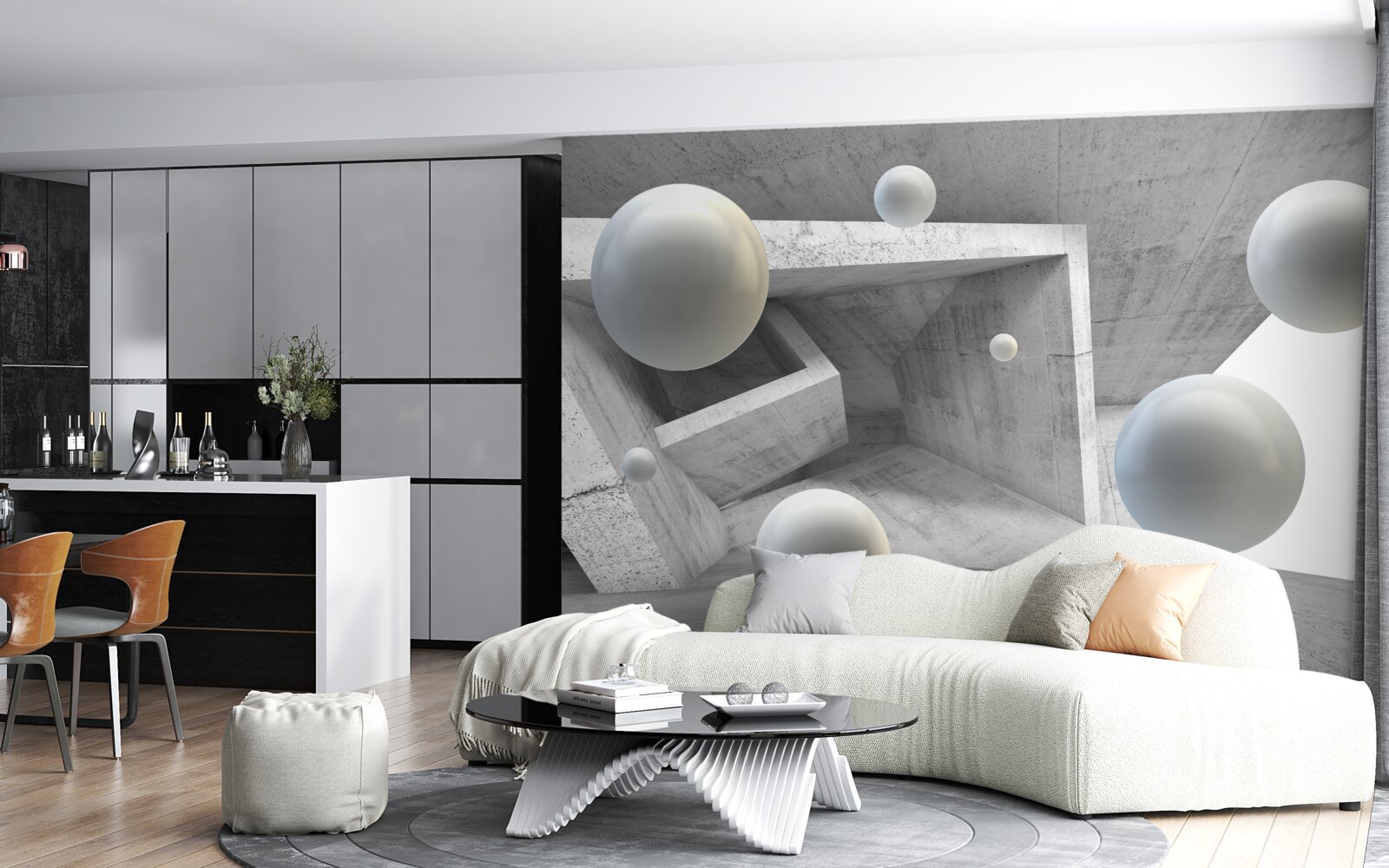 Fototapeta geometrický tvar tunela a guľové objekty