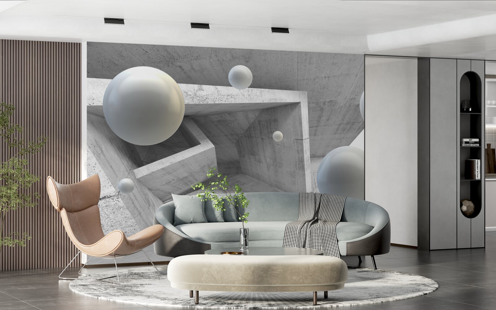 Fototapeta geometrický tvar tunela a guľové objekty