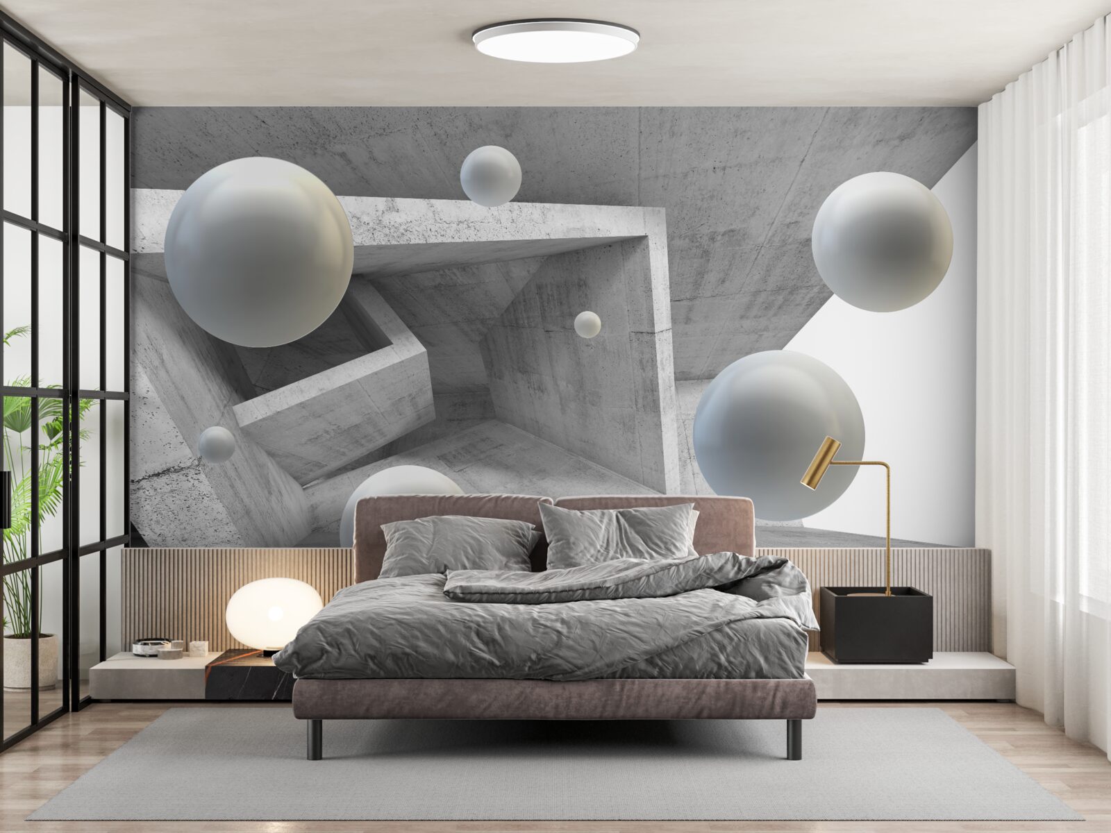 Fototapeta geometrický tvar tunela a guľové objekty