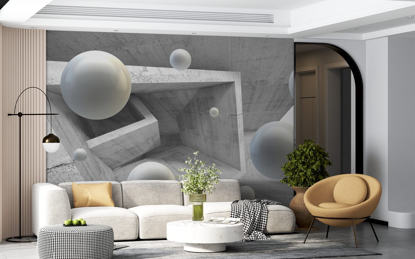 Fototapeta geometrický tvar tunela a guľové objekty