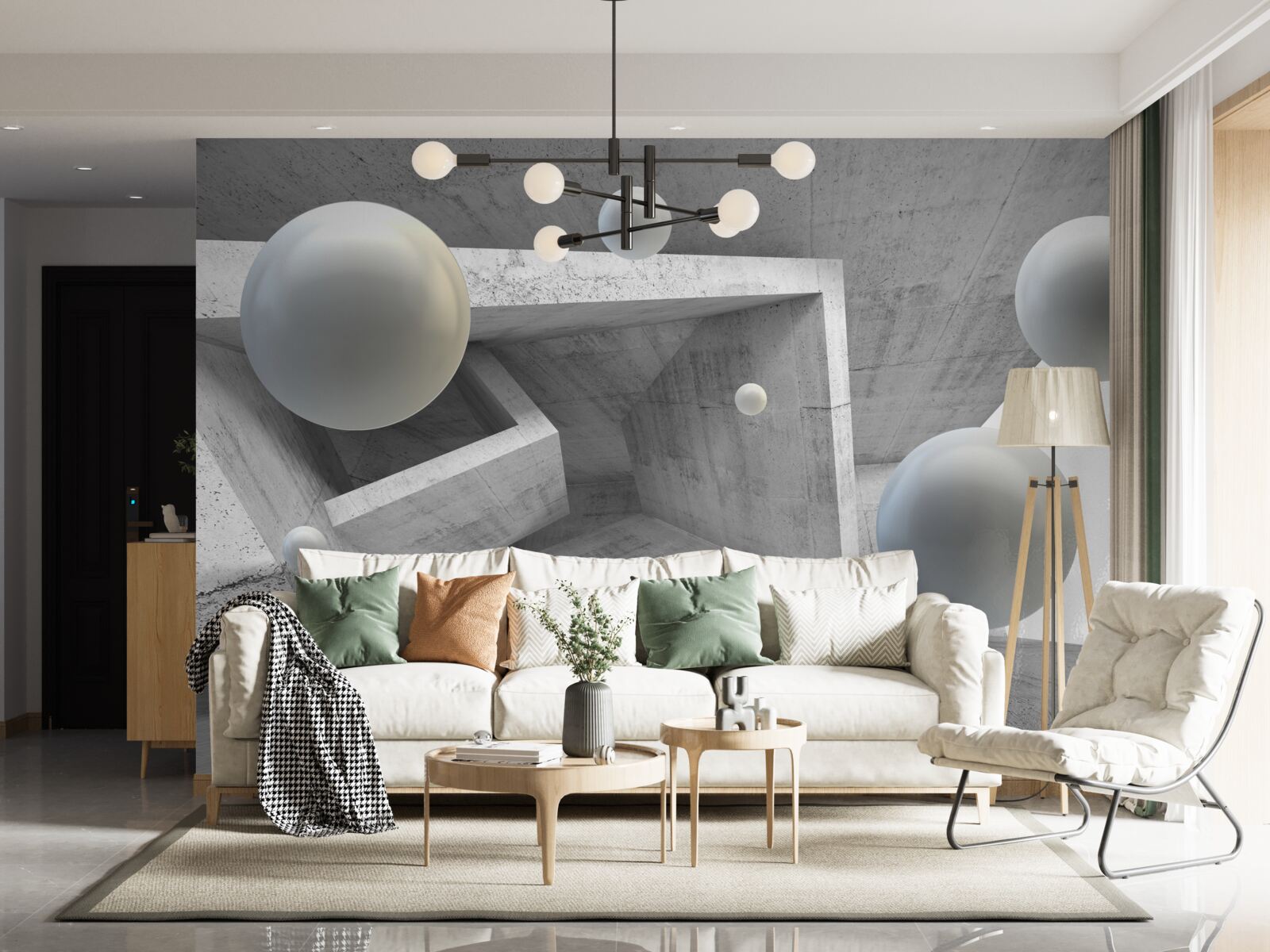 Fototapeta geometrický tvar tunela a guľové objekty