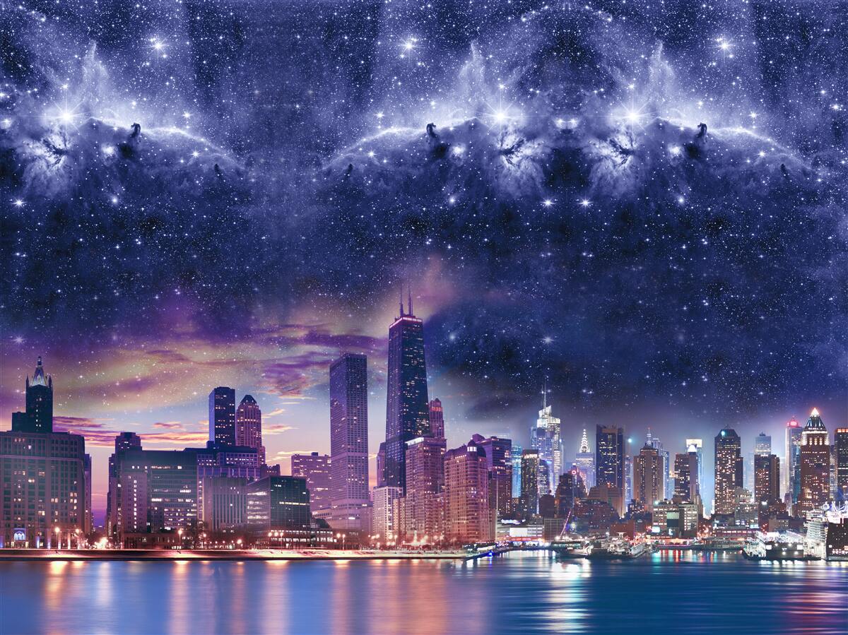 Fototapeta magické astrálne plátno nad metropolou