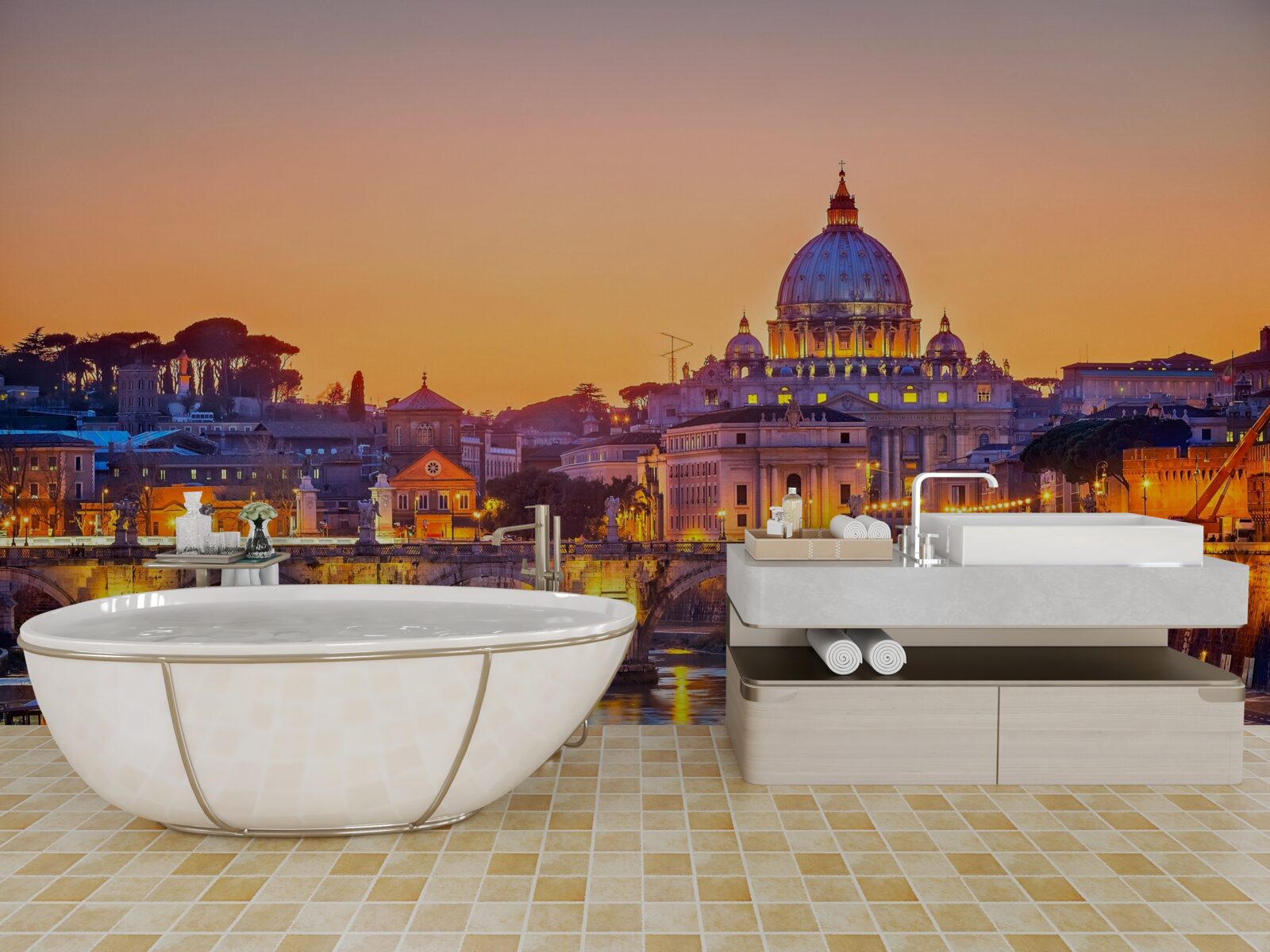 Fototapeta pohľad na rímsku katedrálu pod večerným svetlom