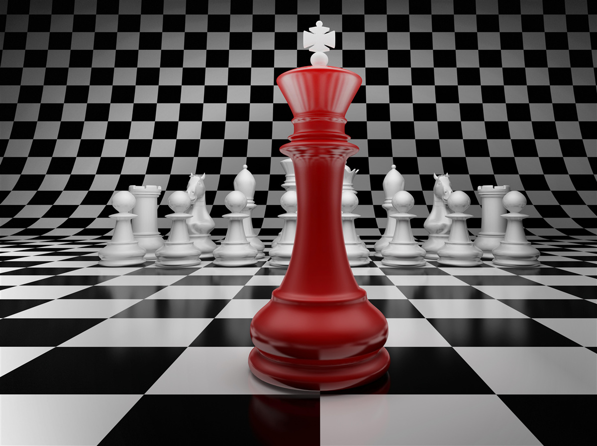 Fototapeta kráľovná šachovnice v červenej farbe