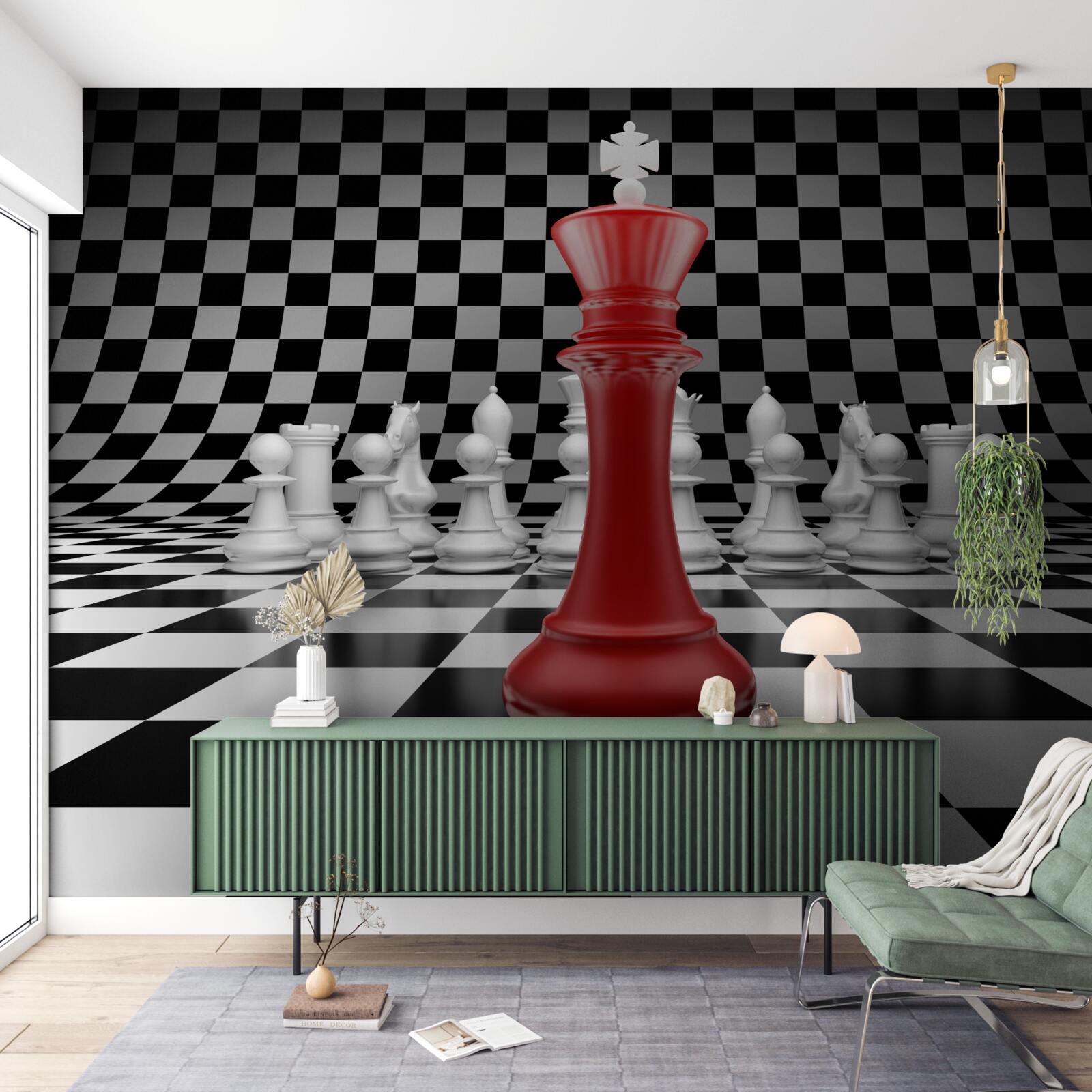 Fototapeta kráľovná šachovnice v červenej farbe