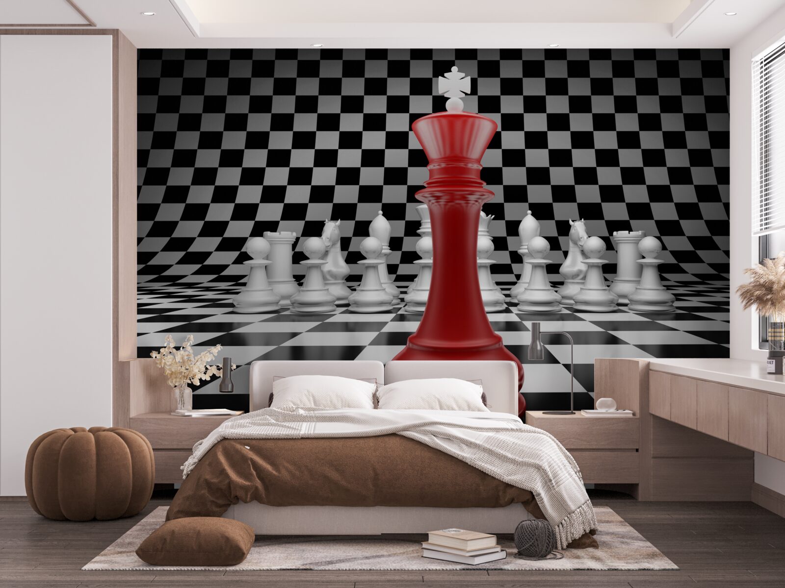 Fototapeta kráľovná šachovnice v červenej farbe