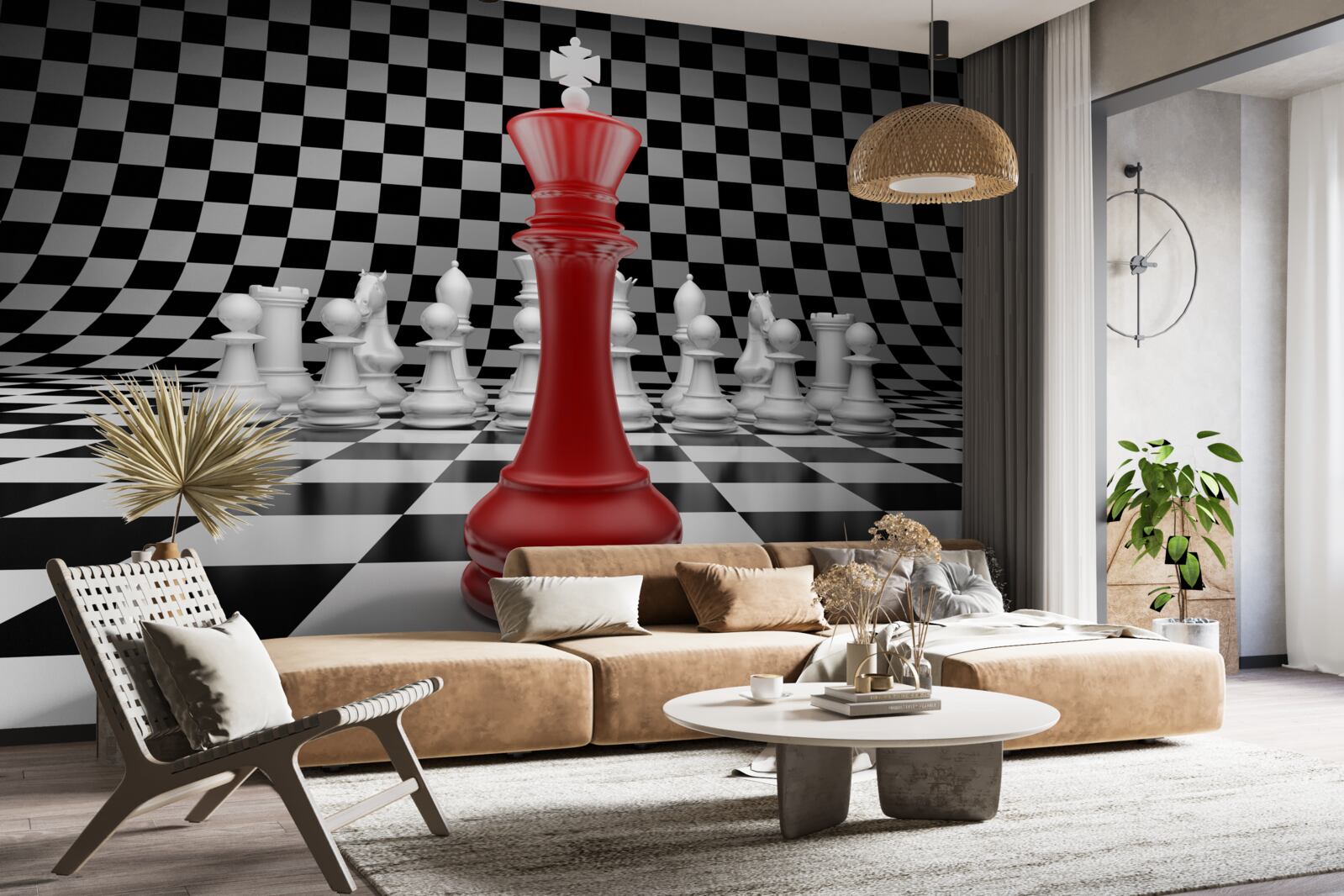 Fototapeta kráľovná šachovnice v červenej farbe