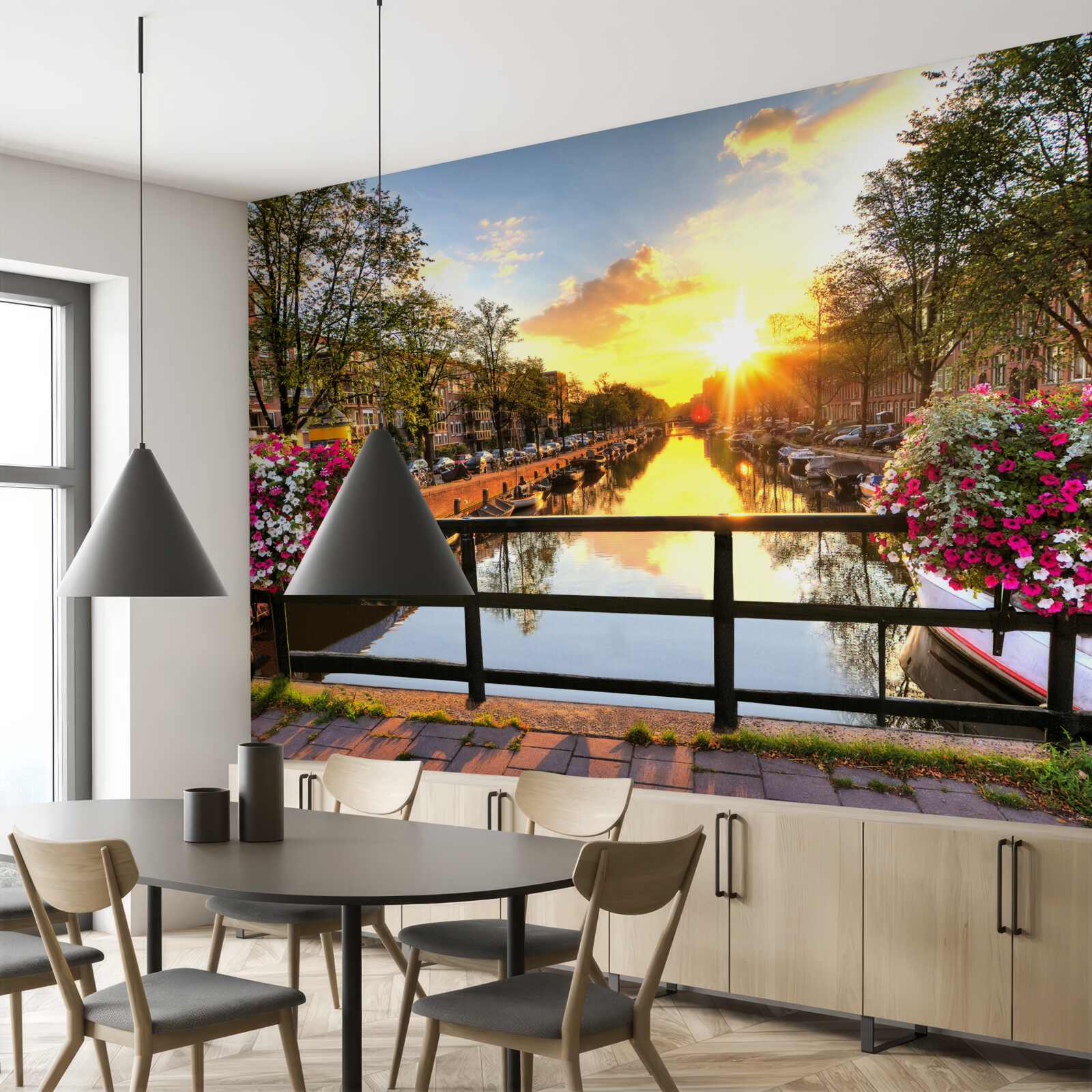 Fototapeta srdce amsterdamu je zahalené západom slnka