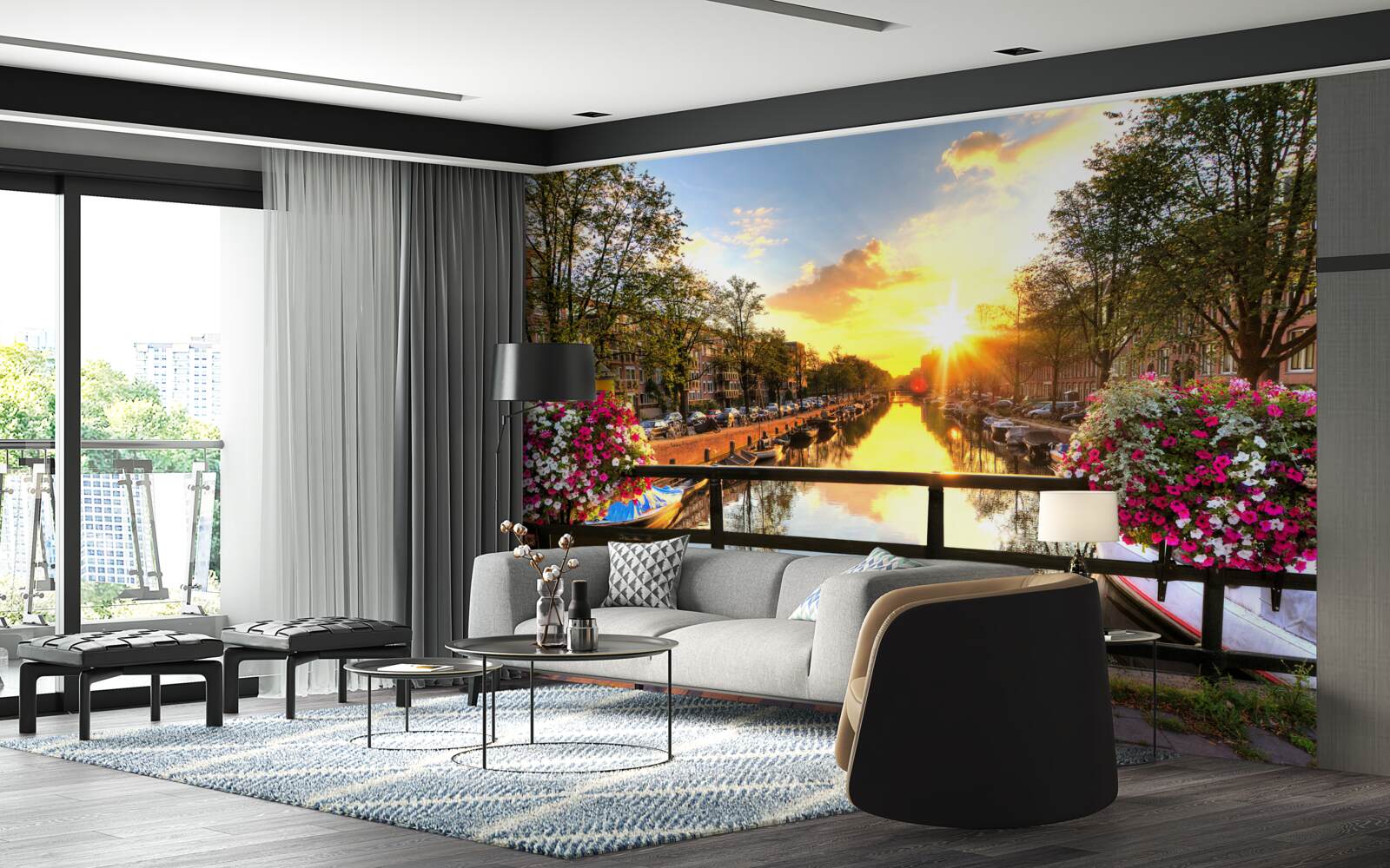 Fototapeta srdce amsterdamu je zahalené západom slnka