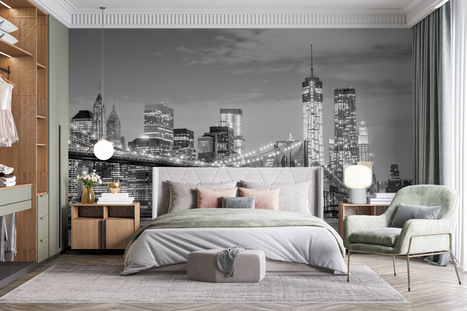 Fototapeta metropola s výhľadom na Brooklynský most