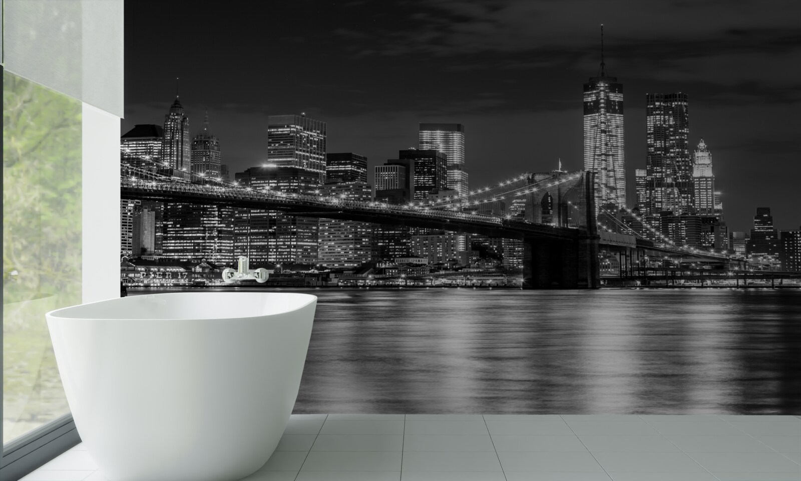 Fototapeta Panoráma Brooklynského mosta v čiernej a bielej farbe