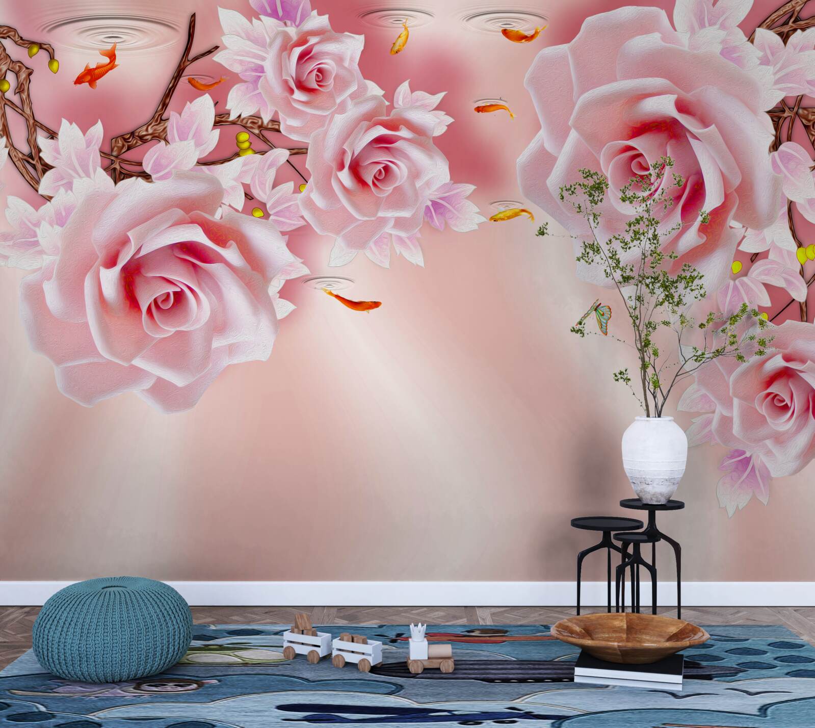 Fototapeta na konároch kvitnú jemné púčiky ruží