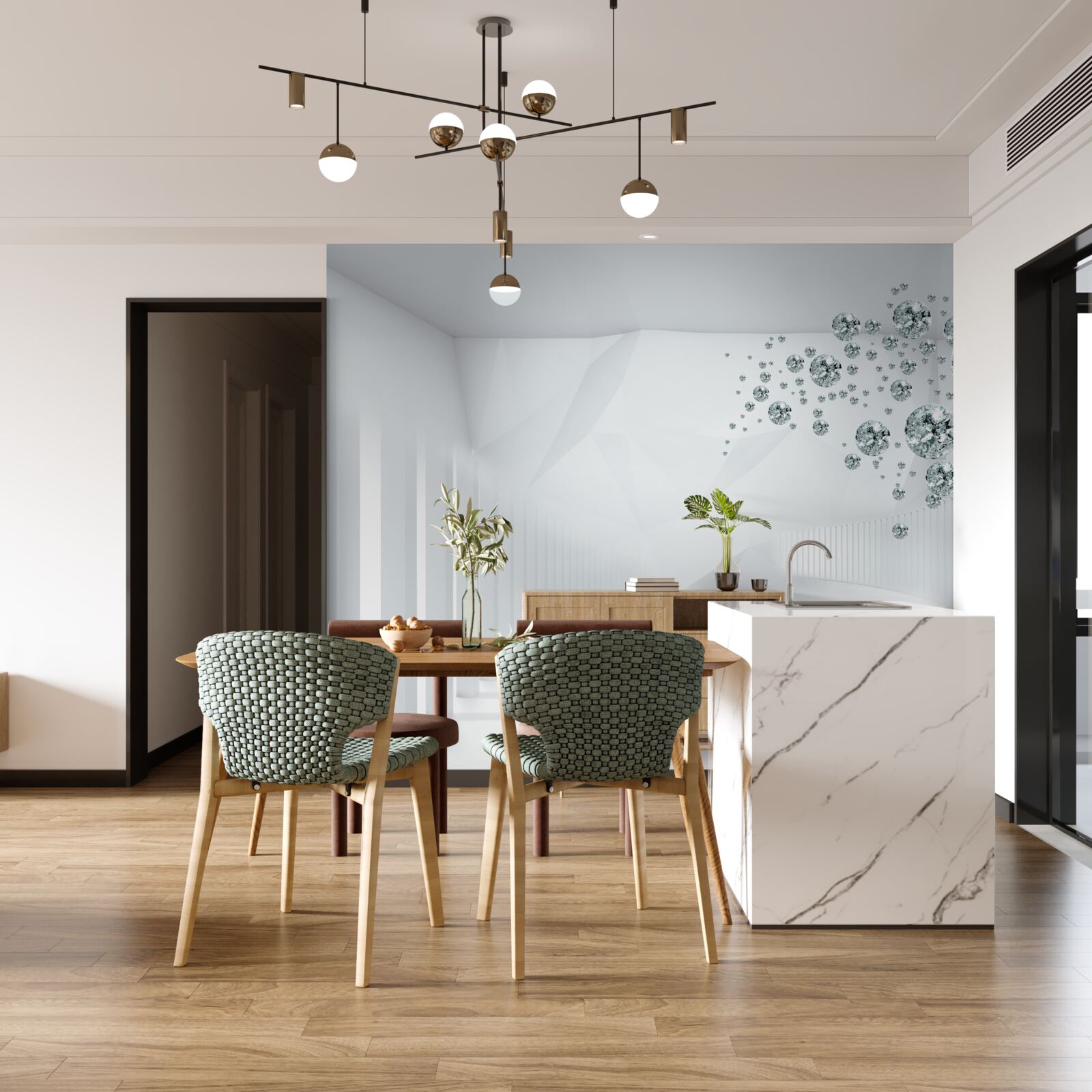 Fototapeta kvapky vody v jasne osvetlenej miestnosti