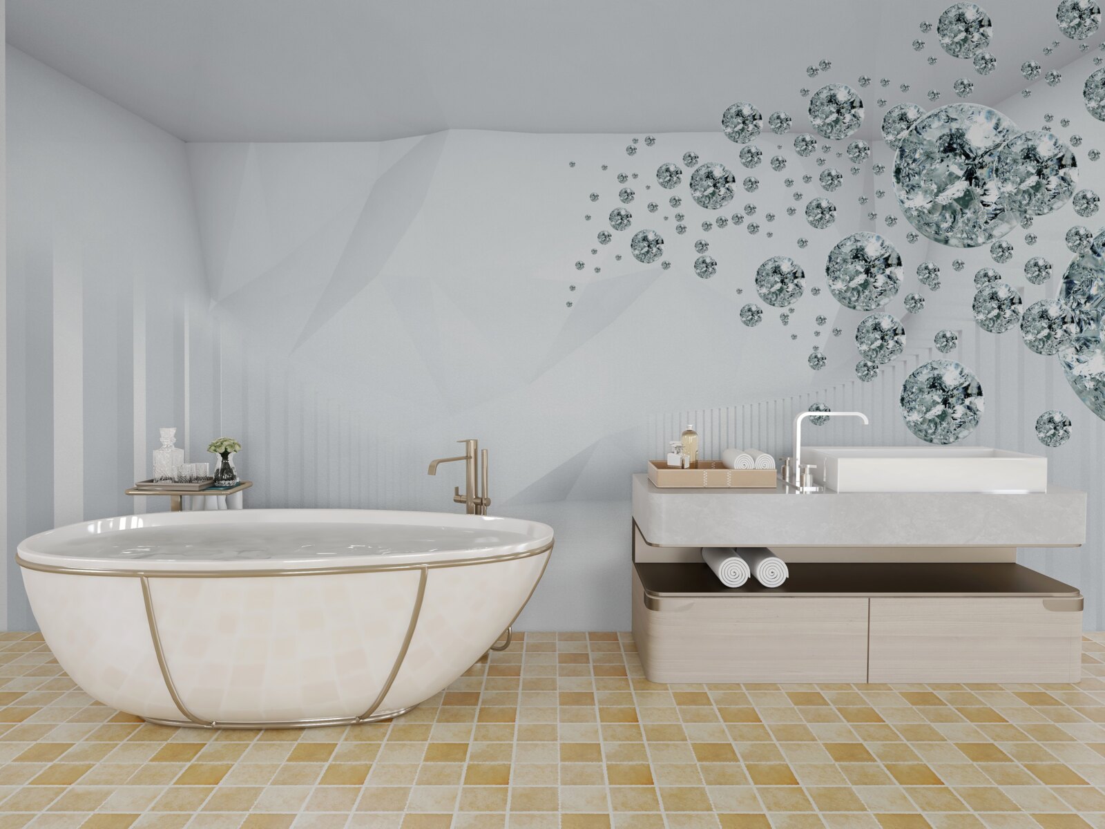 Fototapeta kvapky vody v jasne osvetlenej miestnosti