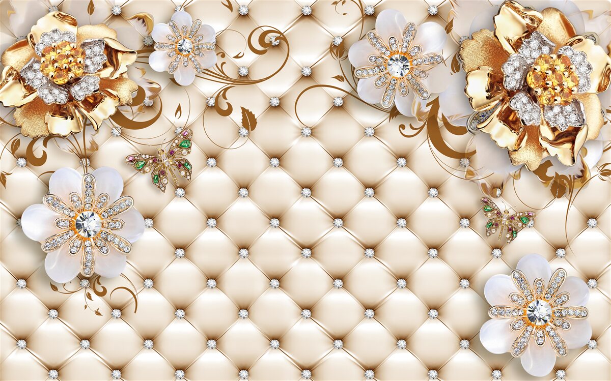 Fototapeta kvety s piatimi okvetnými lístkami máčanými v zlate