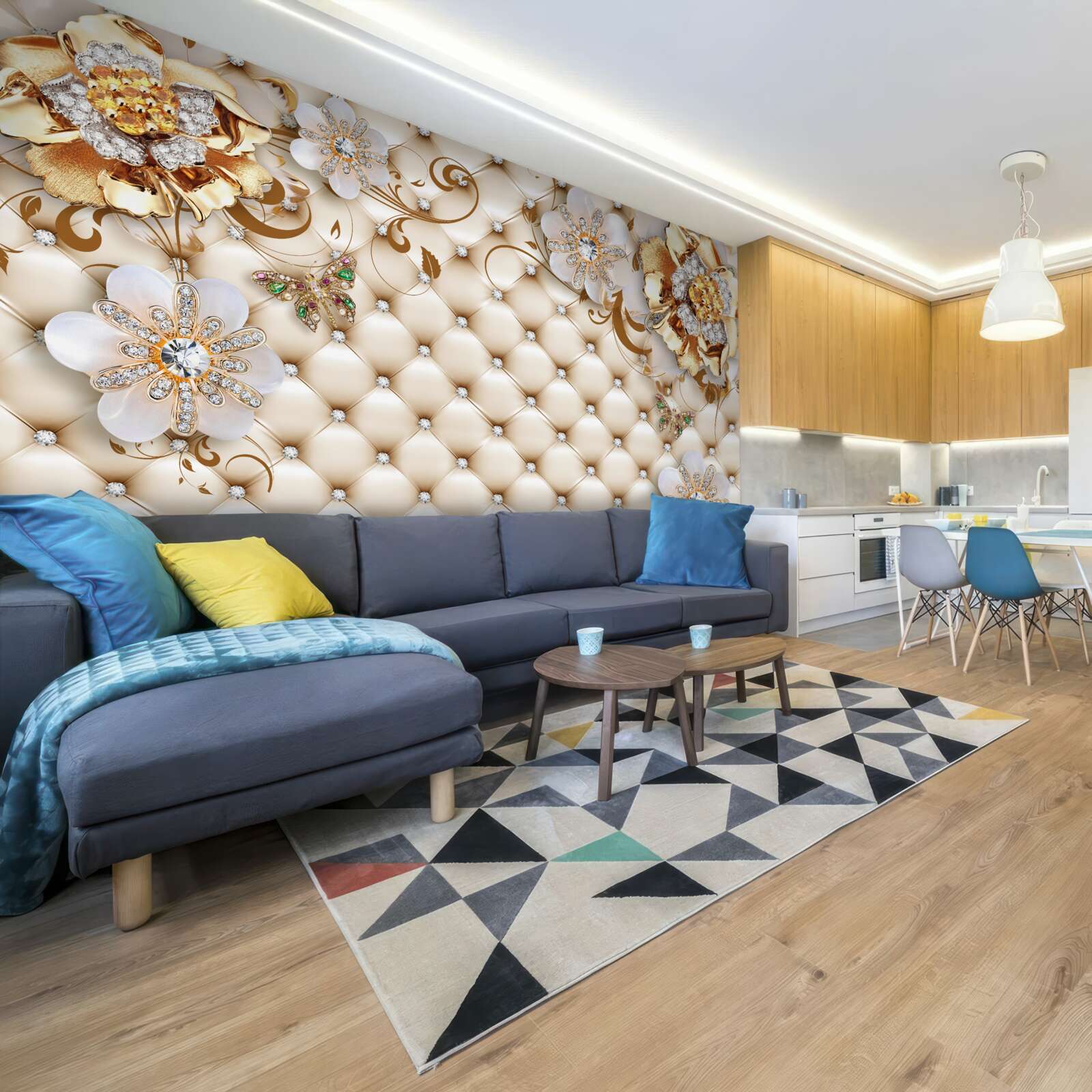 Fototapeta kvety s piatimi okvetnými lístkami máčanými v zlate