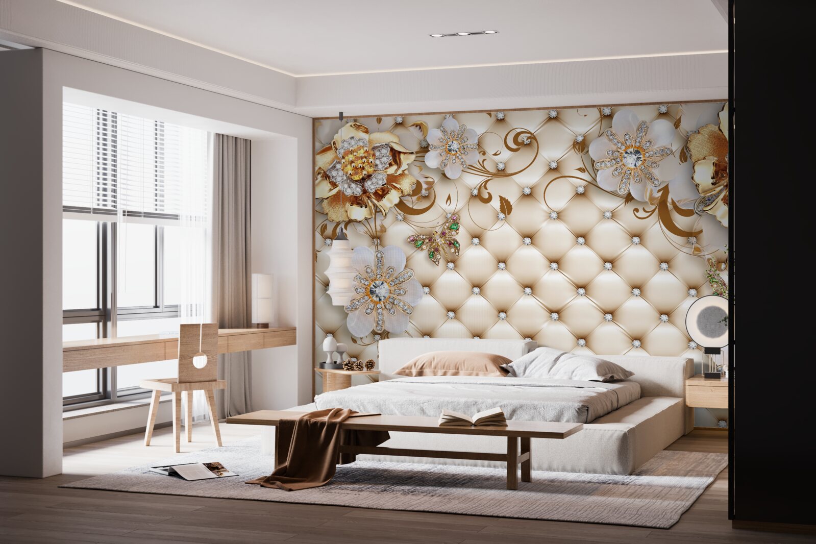 Fototapeta kvety s piatimi okvetnými lístkami máčanými v zlate