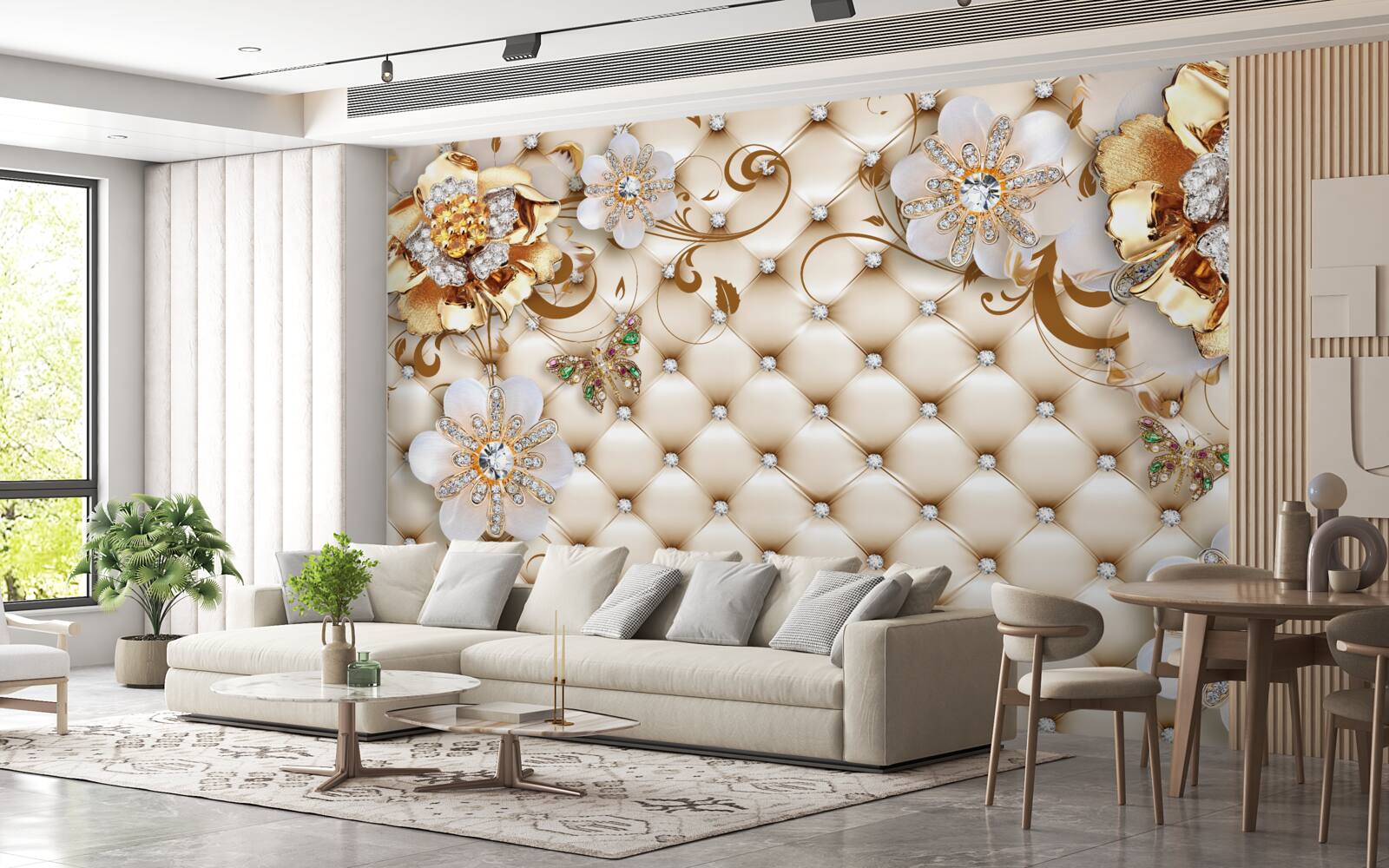 Fototapeta kvety s piatimi okvetnými lístkami máčanými v zlate