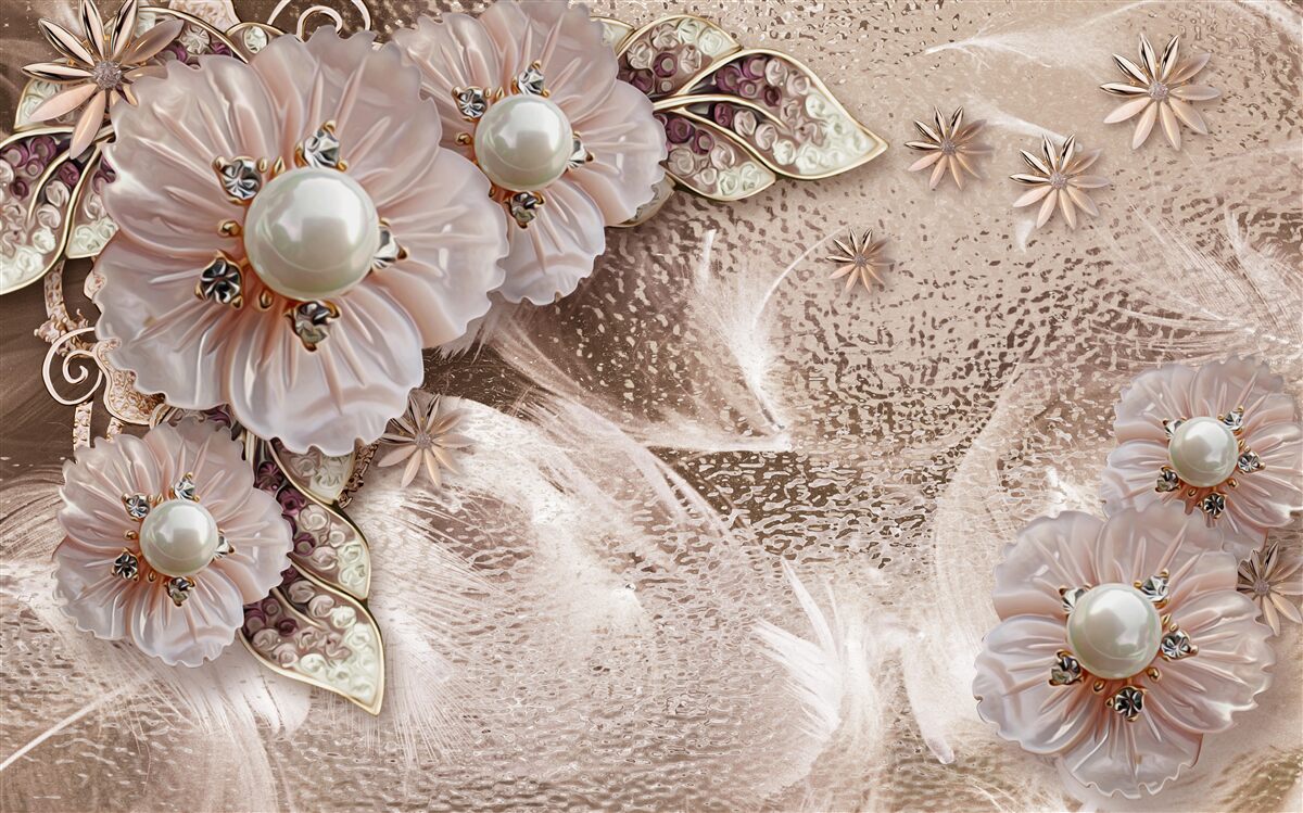 Fototapeta perly a pôvabné súkvetia s otvorenými púčikmi