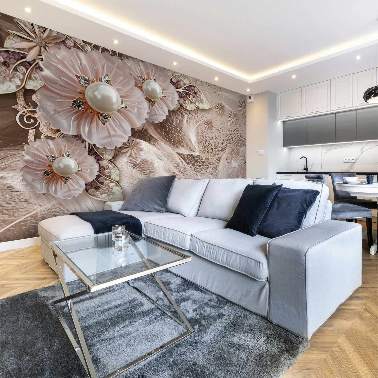 Fototapeta perly a pôvabné súkvetia s otvorenými púčikmi