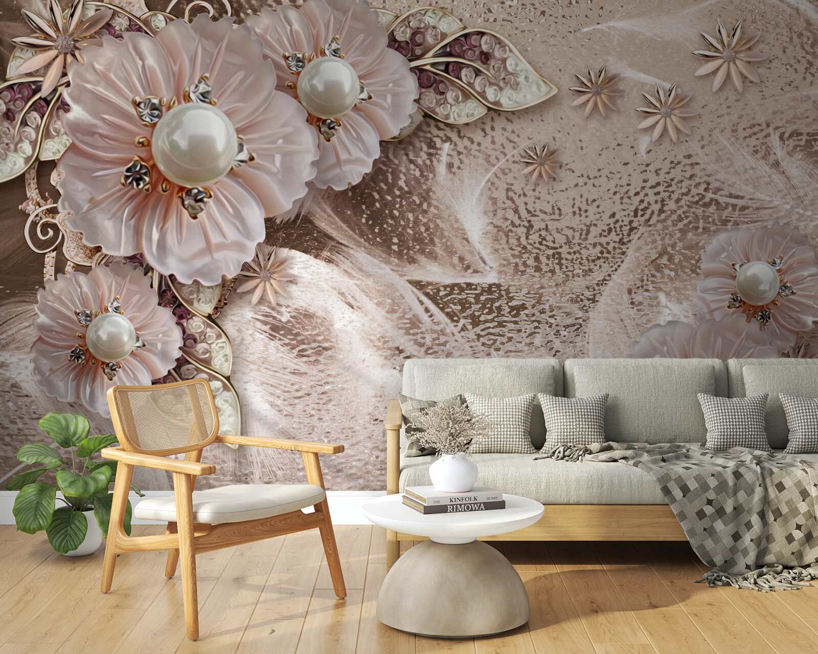 Fototapeta perly a pôvabné súkvetia s otvorenými púčikmi