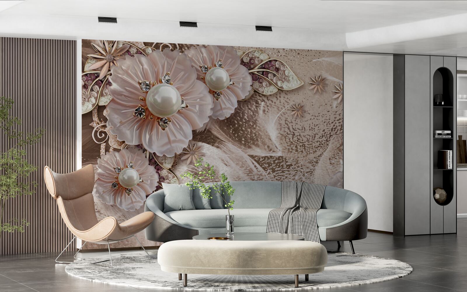 Fototapeta perly a pôvabné súkvetia s otvorenými púčikmi