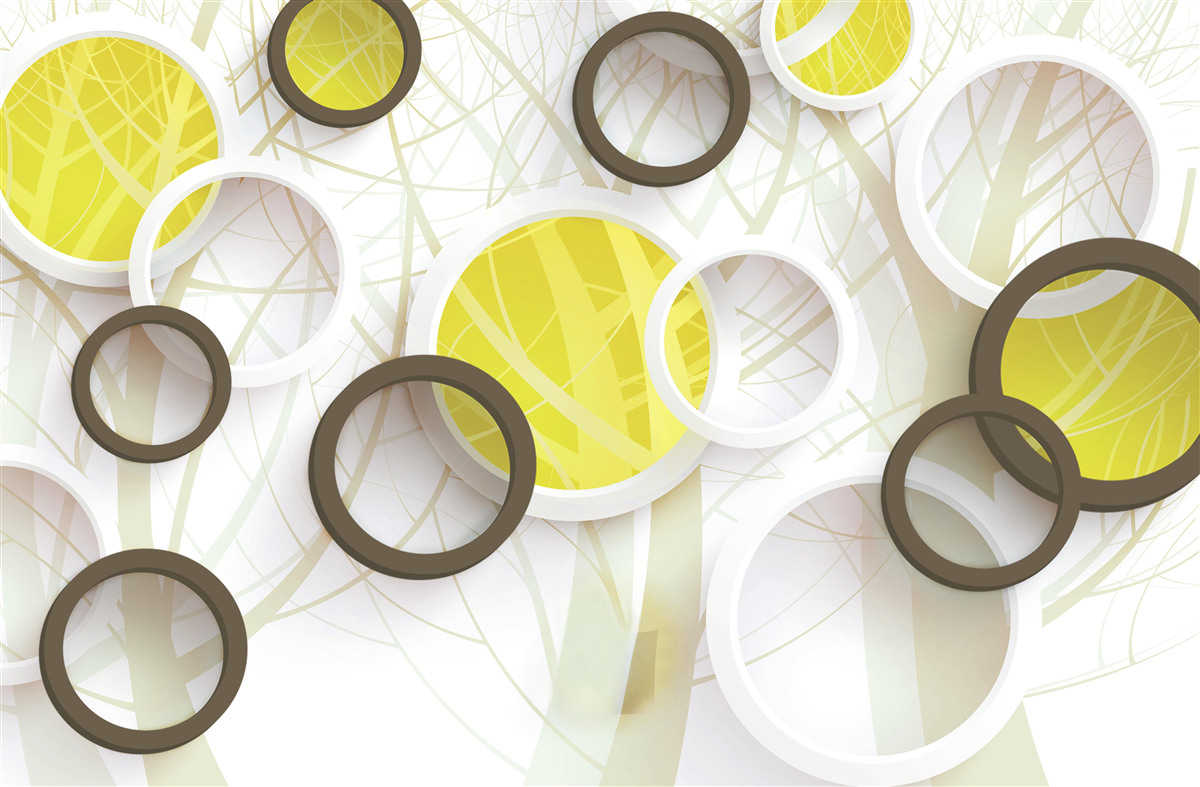 Fototapeta kruhy v stereoskopickom zobrazení s lesom v pozadí