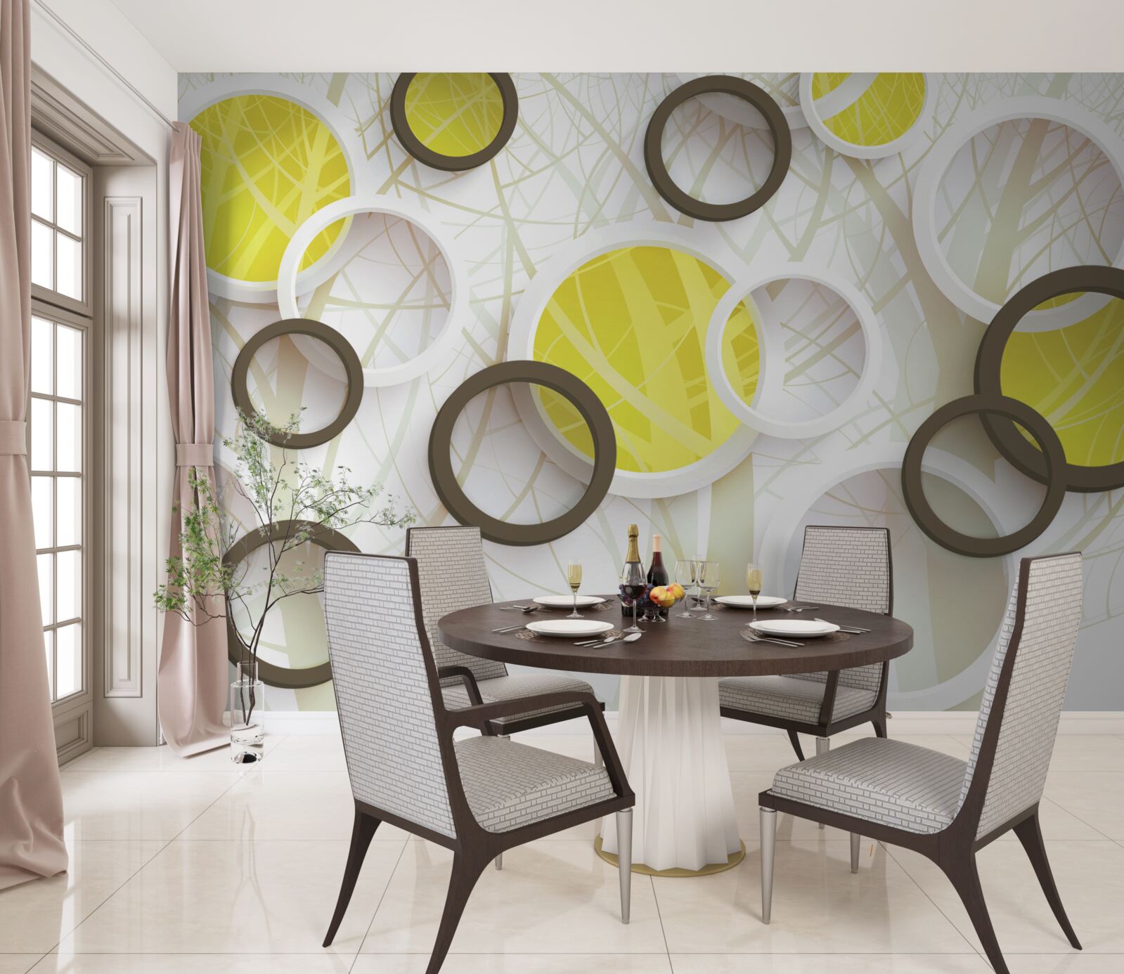 Fototapeta kruhy v stereoskopickom zobrazení s lesom v pozadí