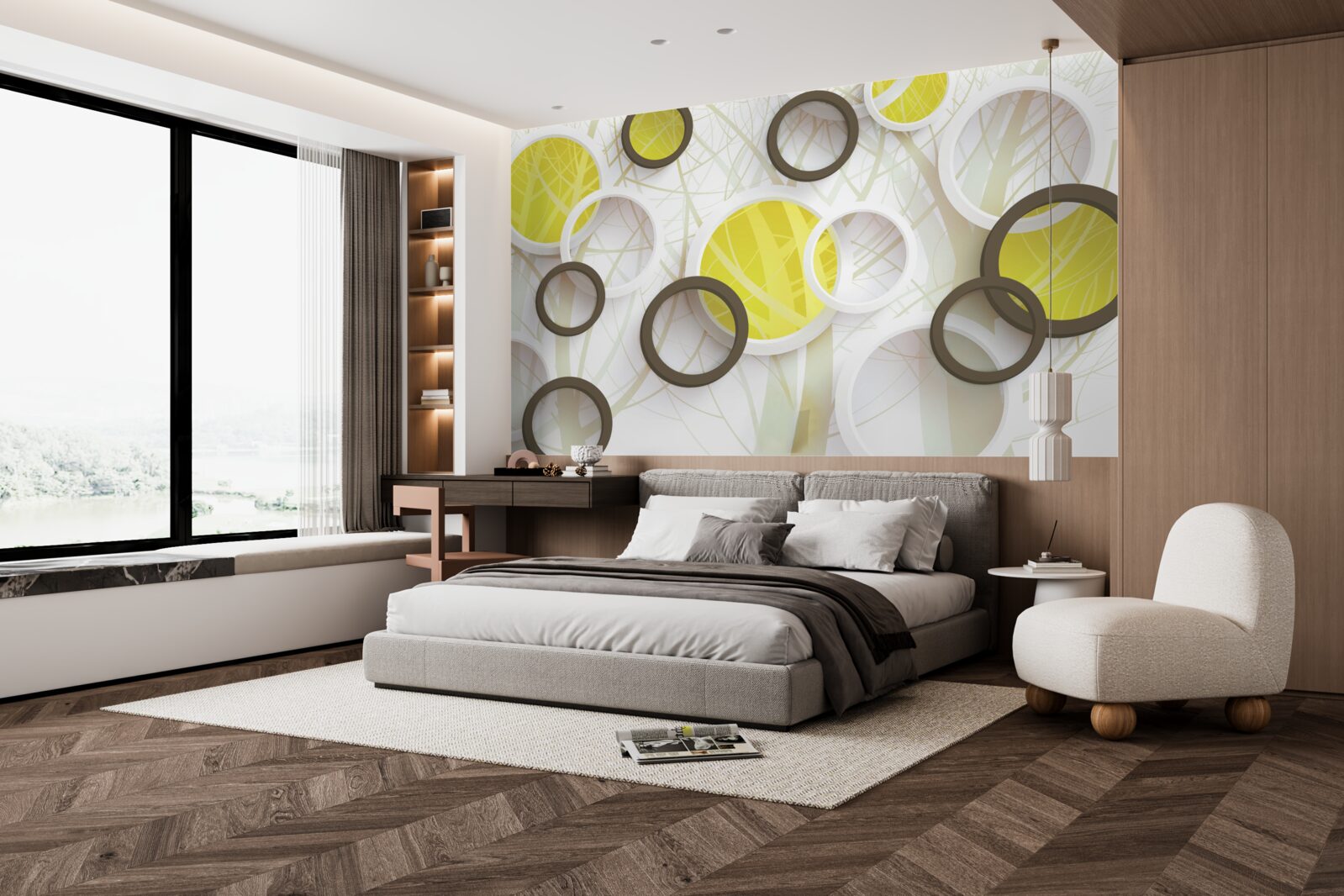 Fototapeta kruhy v stereoskopickom zobrazení s lesom v pozadí