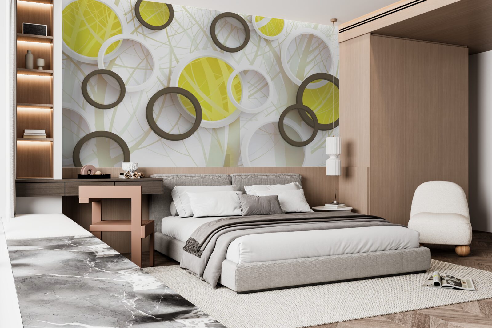 Fototapeta kruhy v stereoskopickom zobrazení s lesom v pozadí