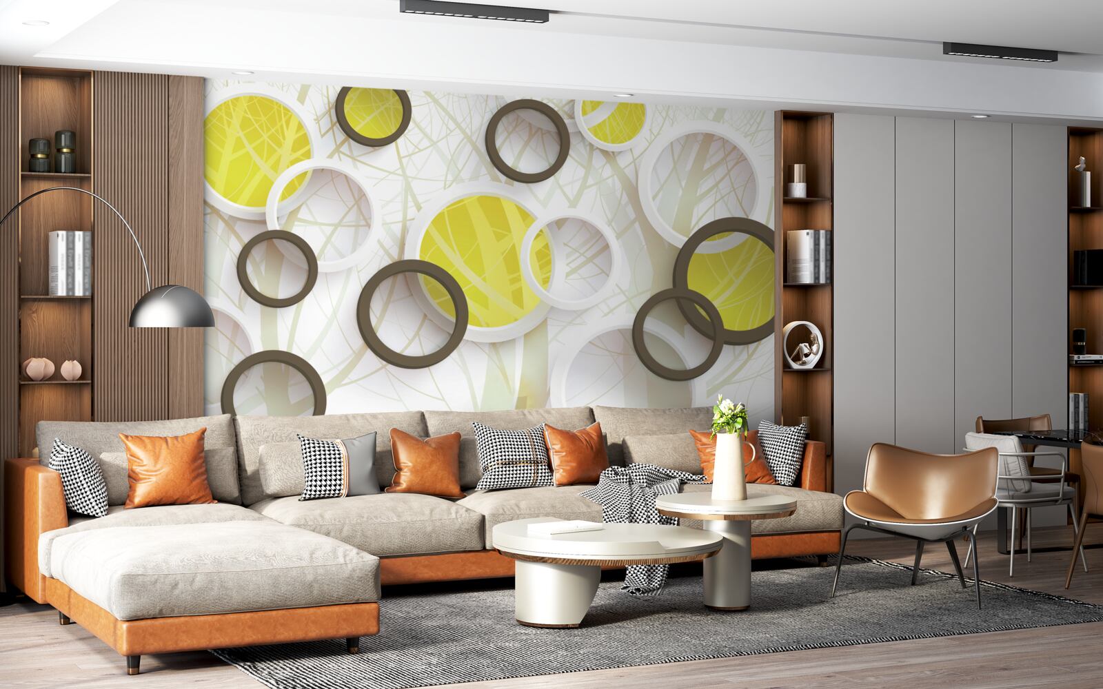 Fototapeta kruhy v stereoskopickom zobrazení s lesom v pozadí