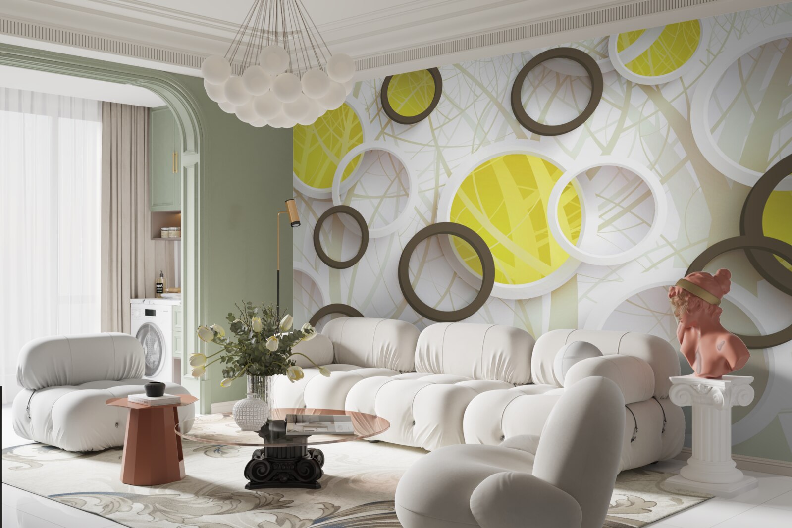 Fototapeta kruhy v stereoskopickom zobrazení s lesom v pozadí