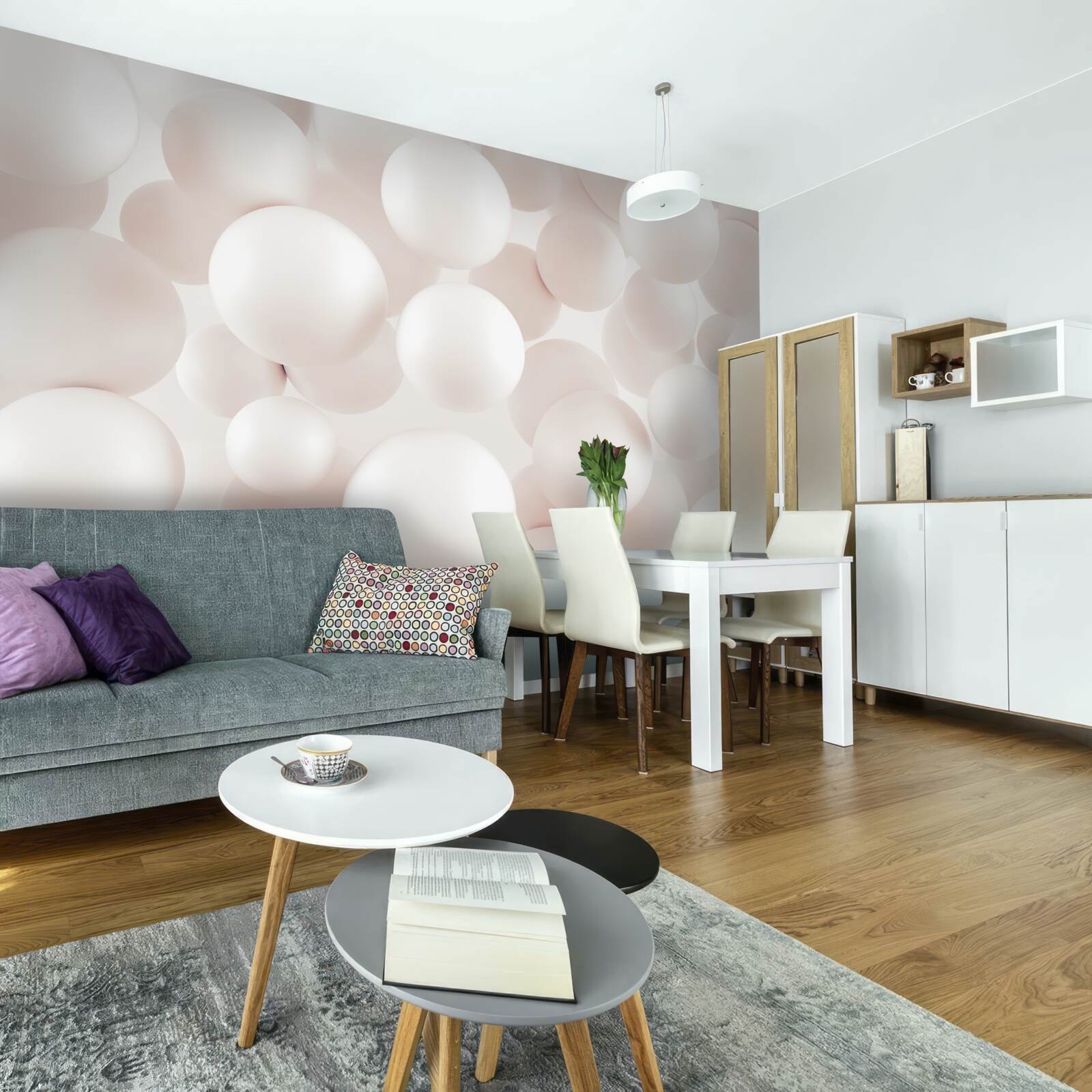 Fototapeta veľa svetloružových guličiek