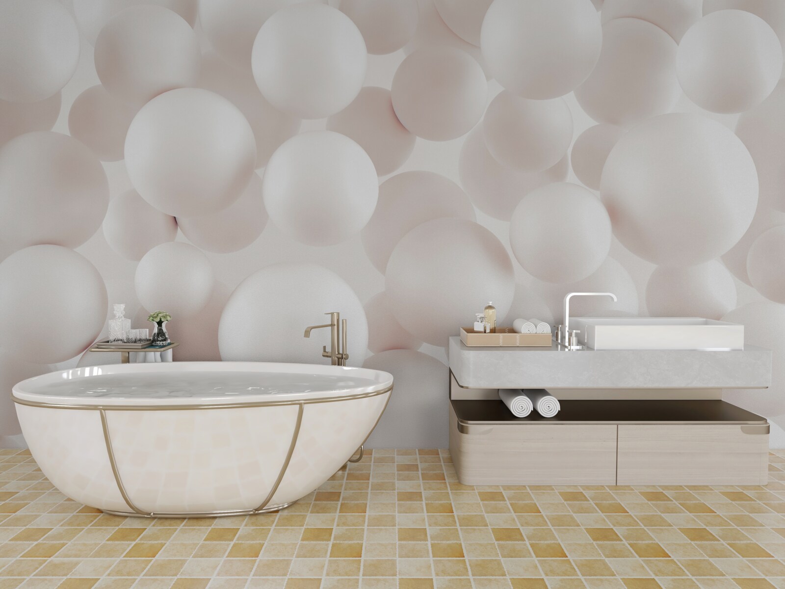 Fototapeta veľa svetloružových guličiek