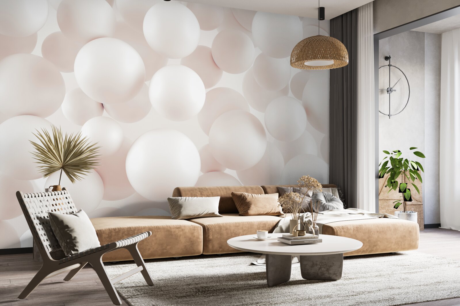 Fototapeta veľa svetloružových guličiek