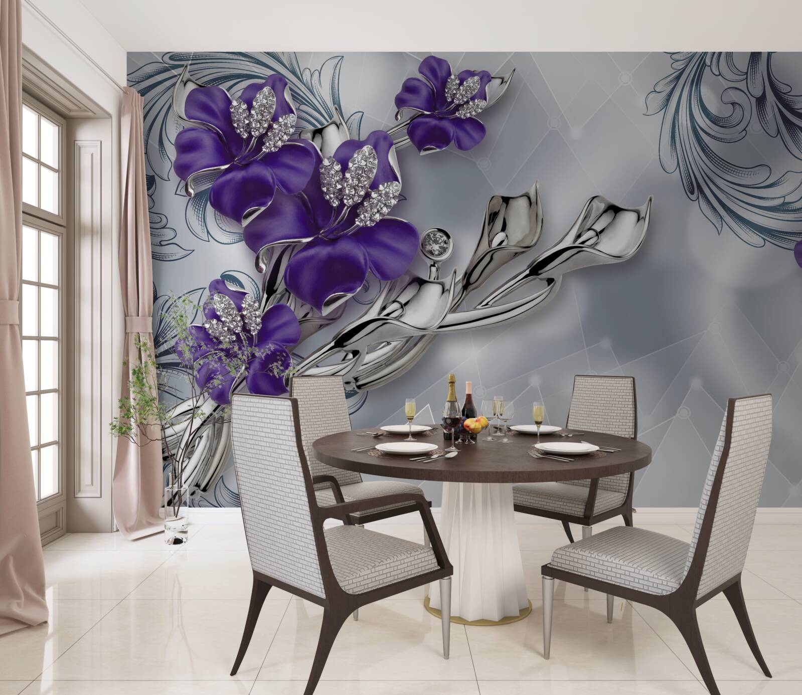 Fototapeta kráľovská fialová ľalia na konároch